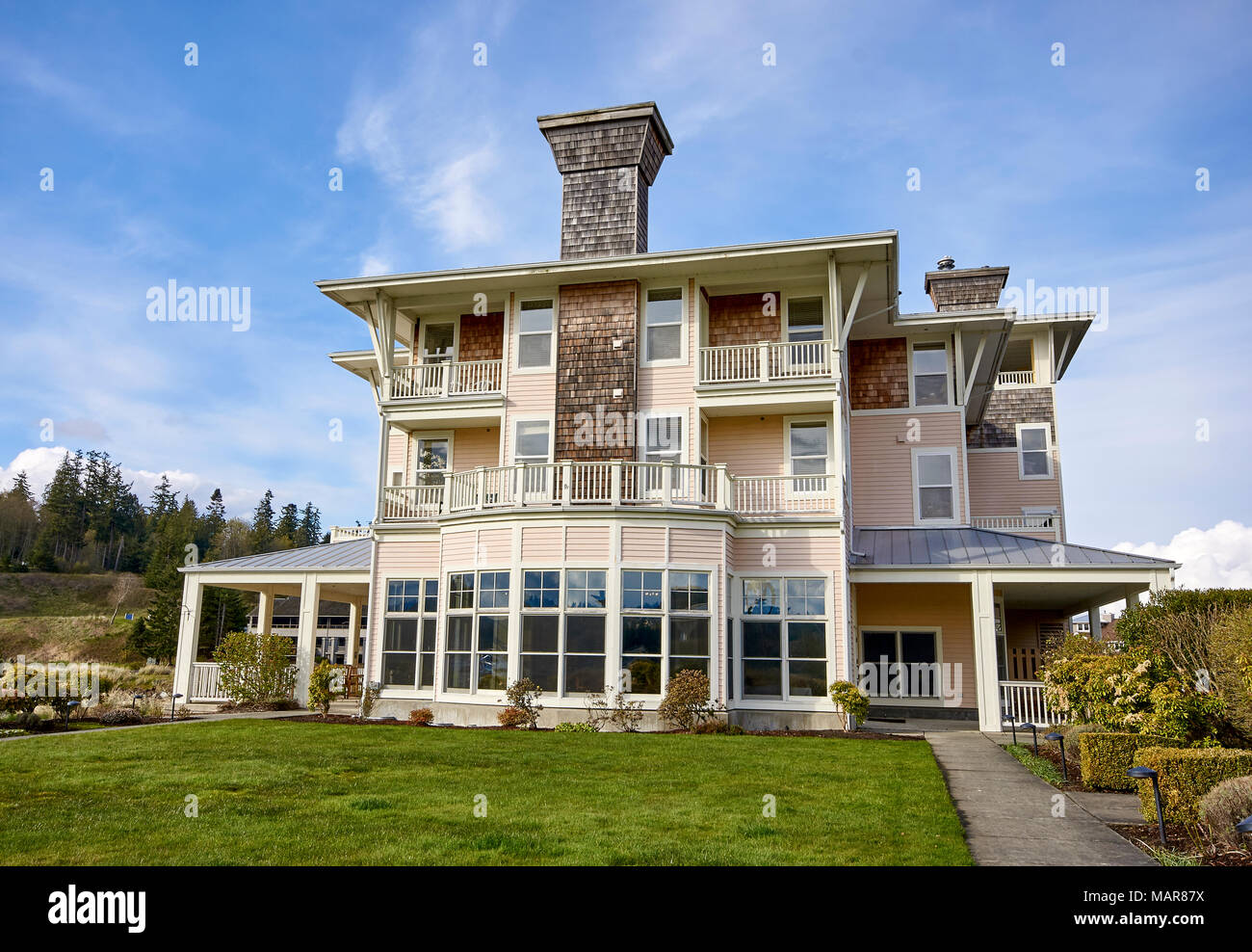 buildings, houses and hotels around port ludlow washington state Stock
