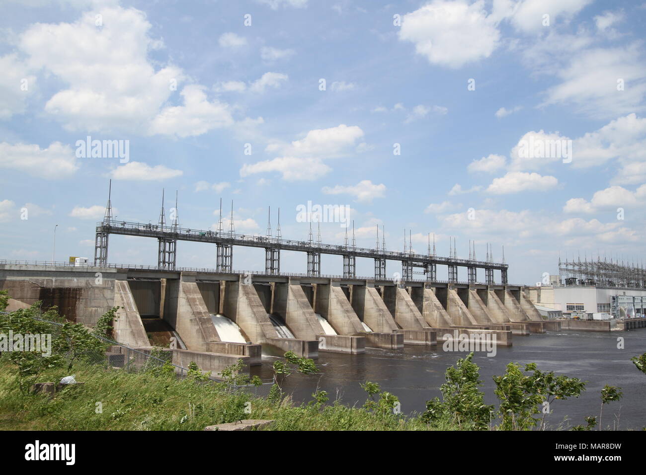 Hydroelectric power plant generates electricity Stock Photo