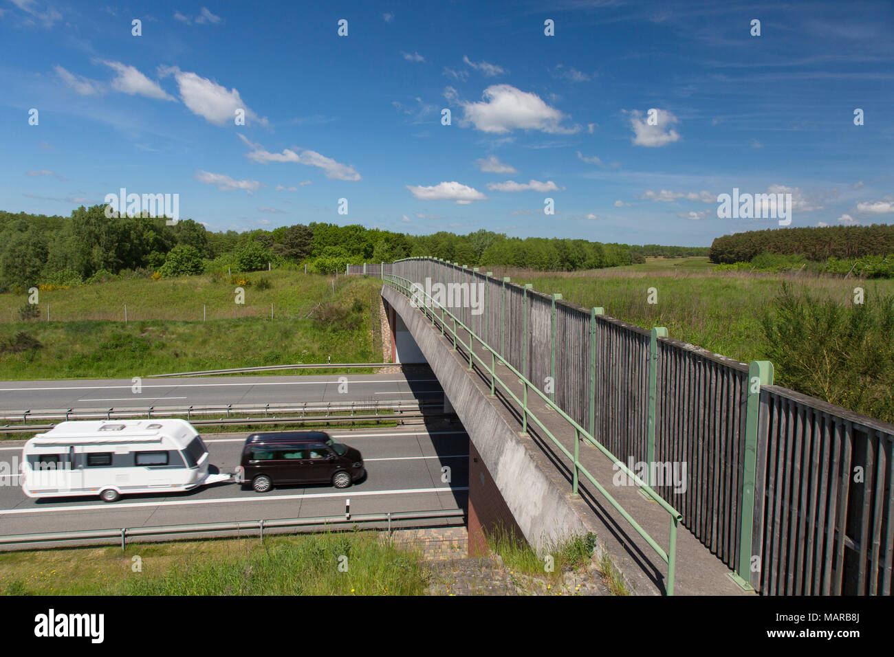 Wildlife crossing. Animal bridge spanning a highway. Germany Stock Photo