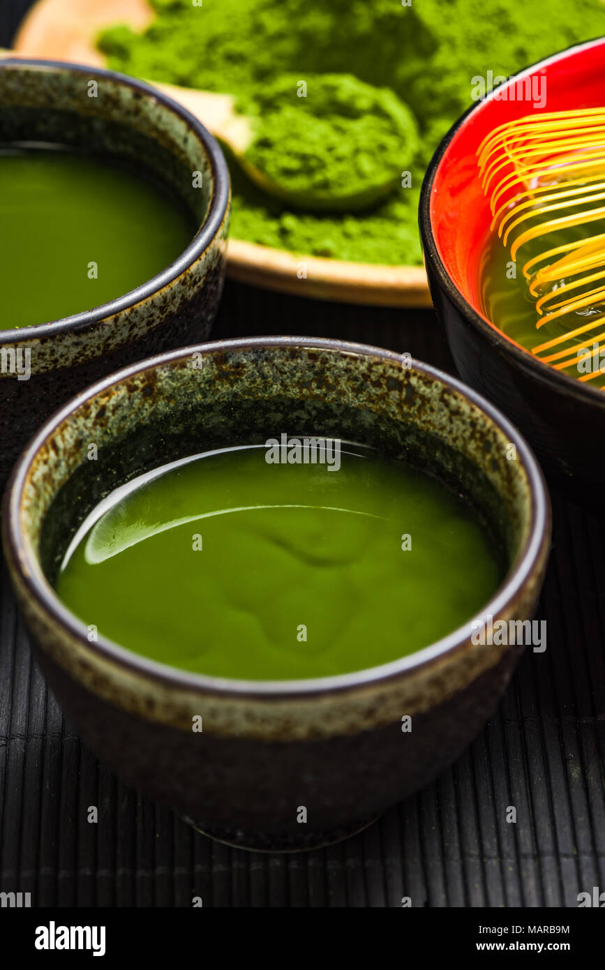 Drinking ceremony, relaxing green matcha tea Stock Photo Alamy