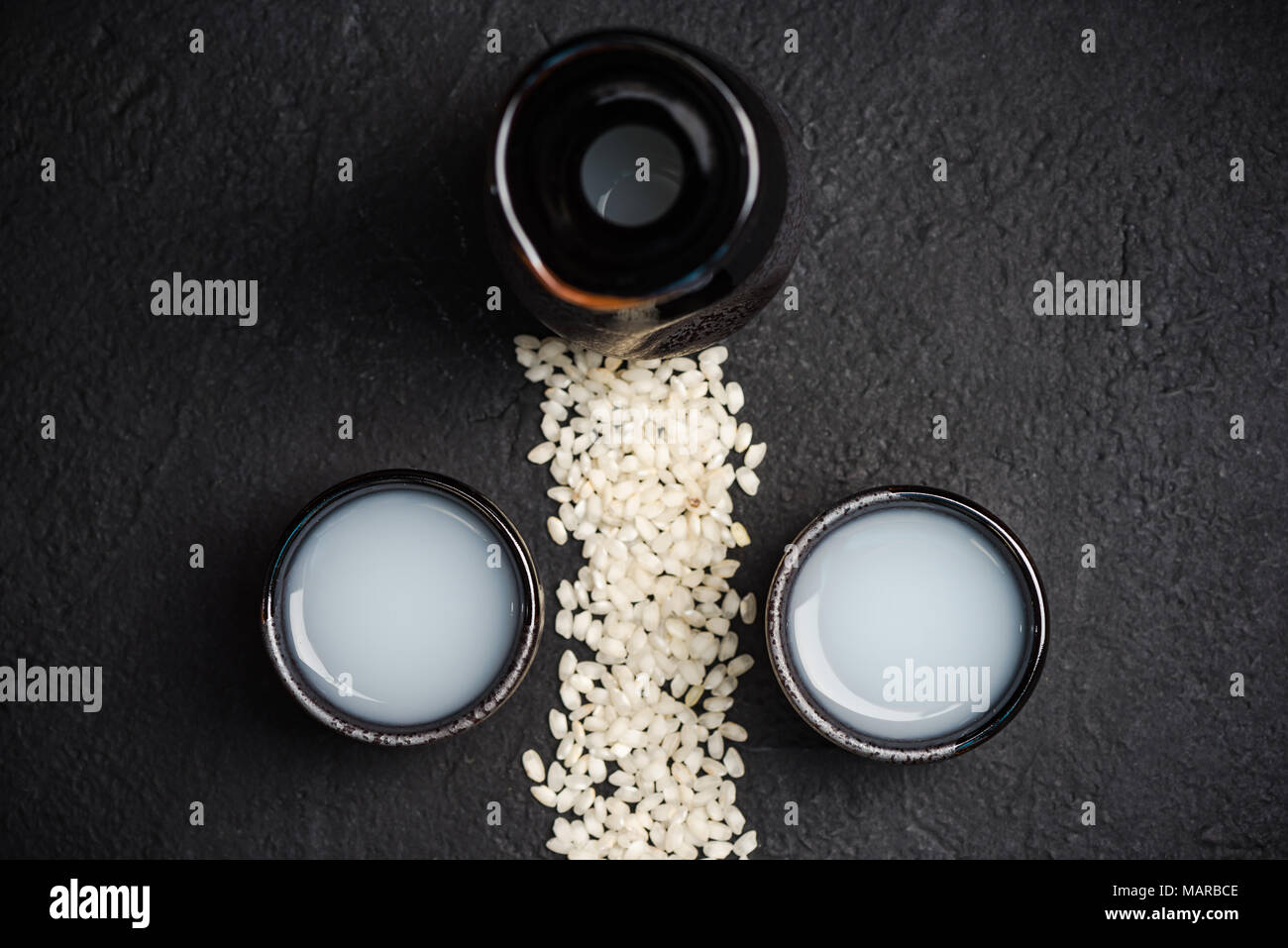 Japanese sake vodka and rice,copy space Stock Photo Alamy