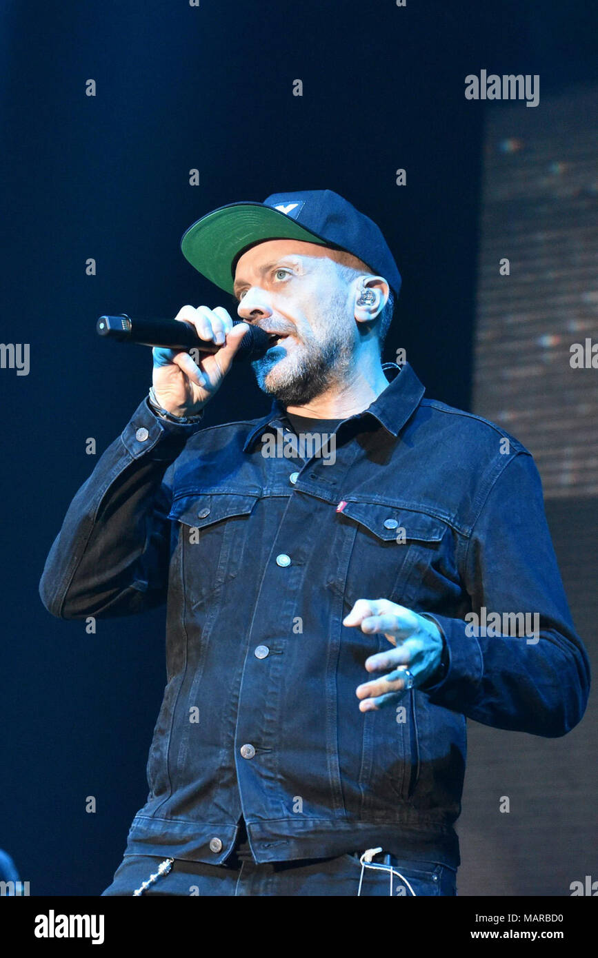 Max Pezzali, former singer of the 883 group, performing live on stage at  PalaPartenope in Napoli (Photo by Paola Visone/Pacific Press Stock Photo -  Alamy