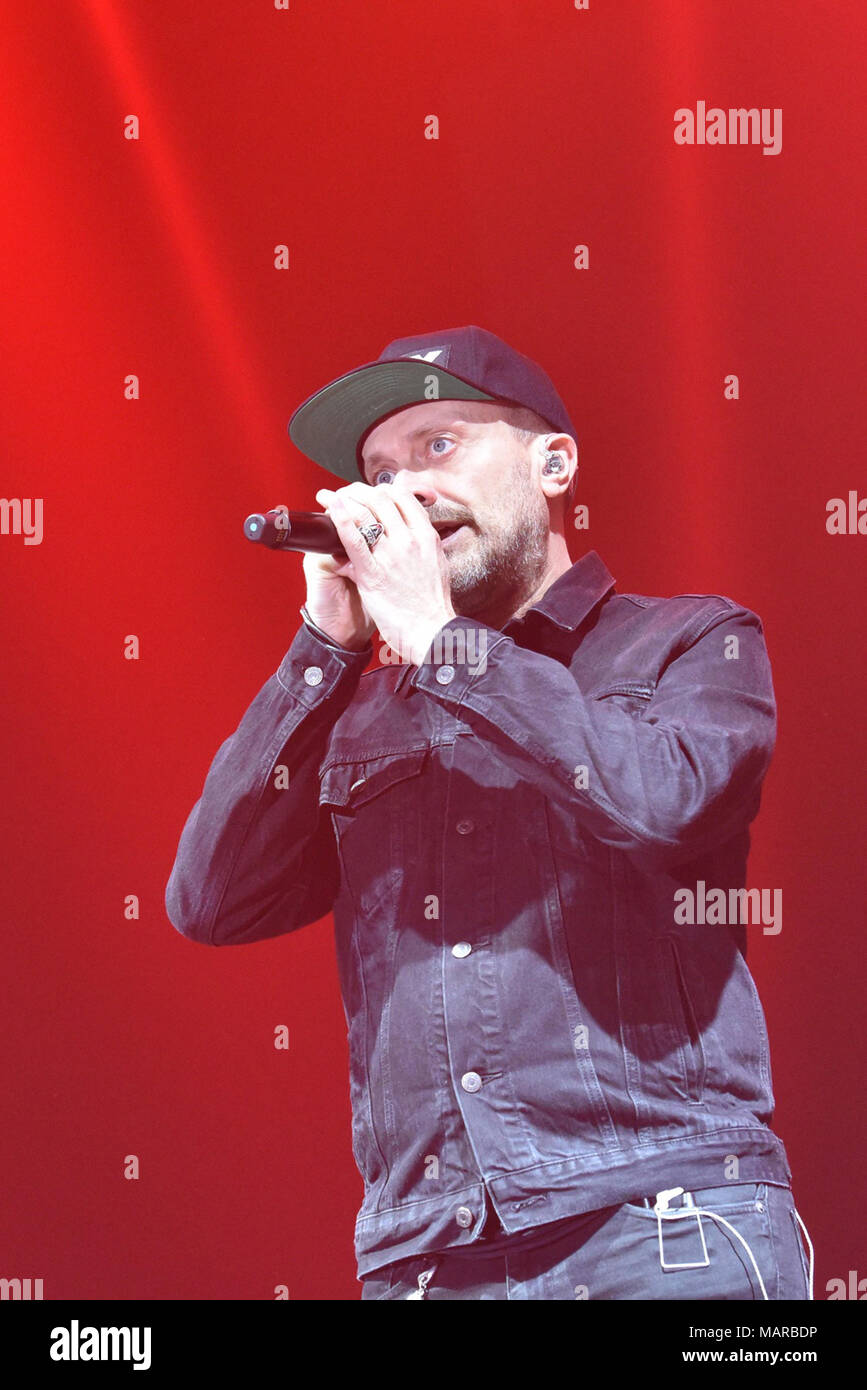 Max Pezzali, former singer of the 883 group, performing live on stage at  PalaPartenope in Napoli (Photo by Paola Visone/Pacific Press Stock Photo -  Alamy