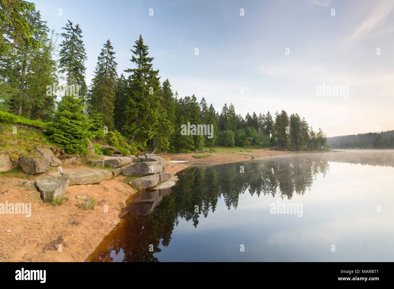 Oderteich, a historic reservoir, in Harz National Park, Lower Saxony, Germany Stock Photo