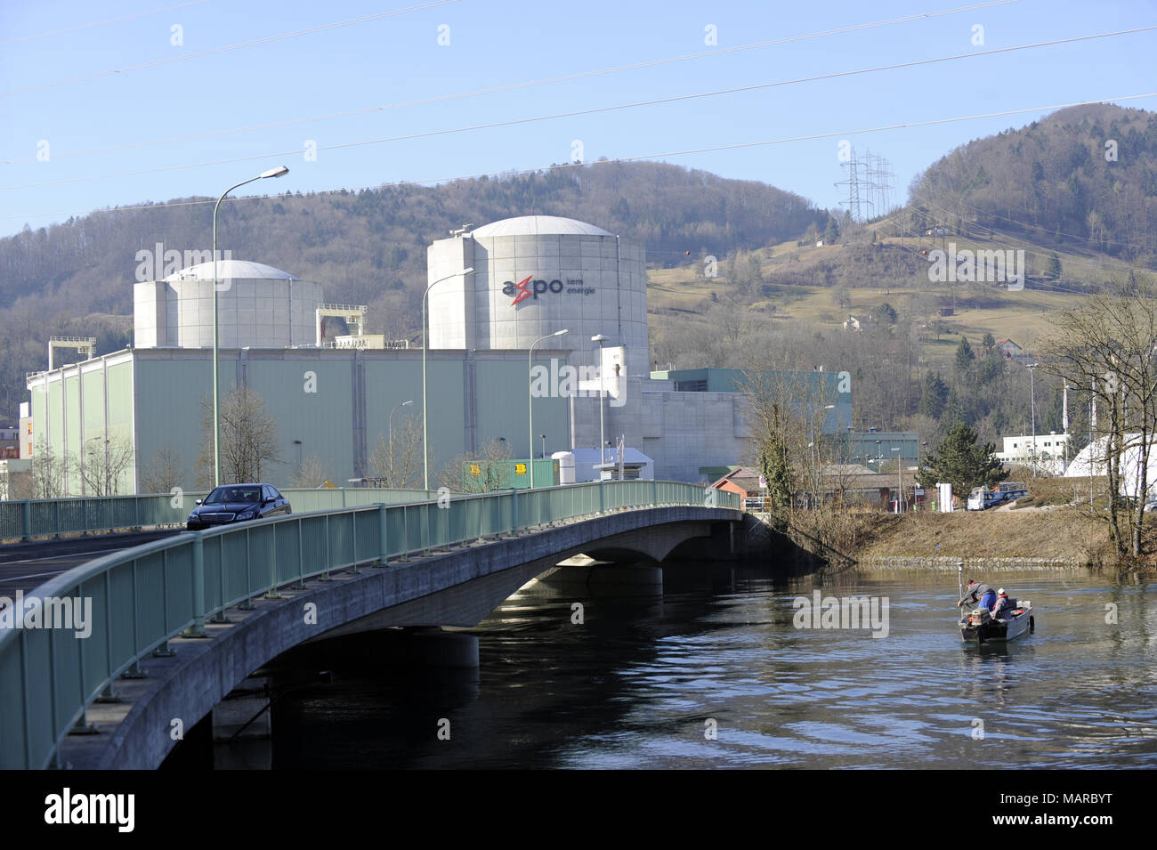 View of the nuclear plant in Beznau, Switzerland, Wednesday, Febr.  29, 2012. Beznau is the worldwide oldest nuclear power plant . | usage worldwide Stock Photo