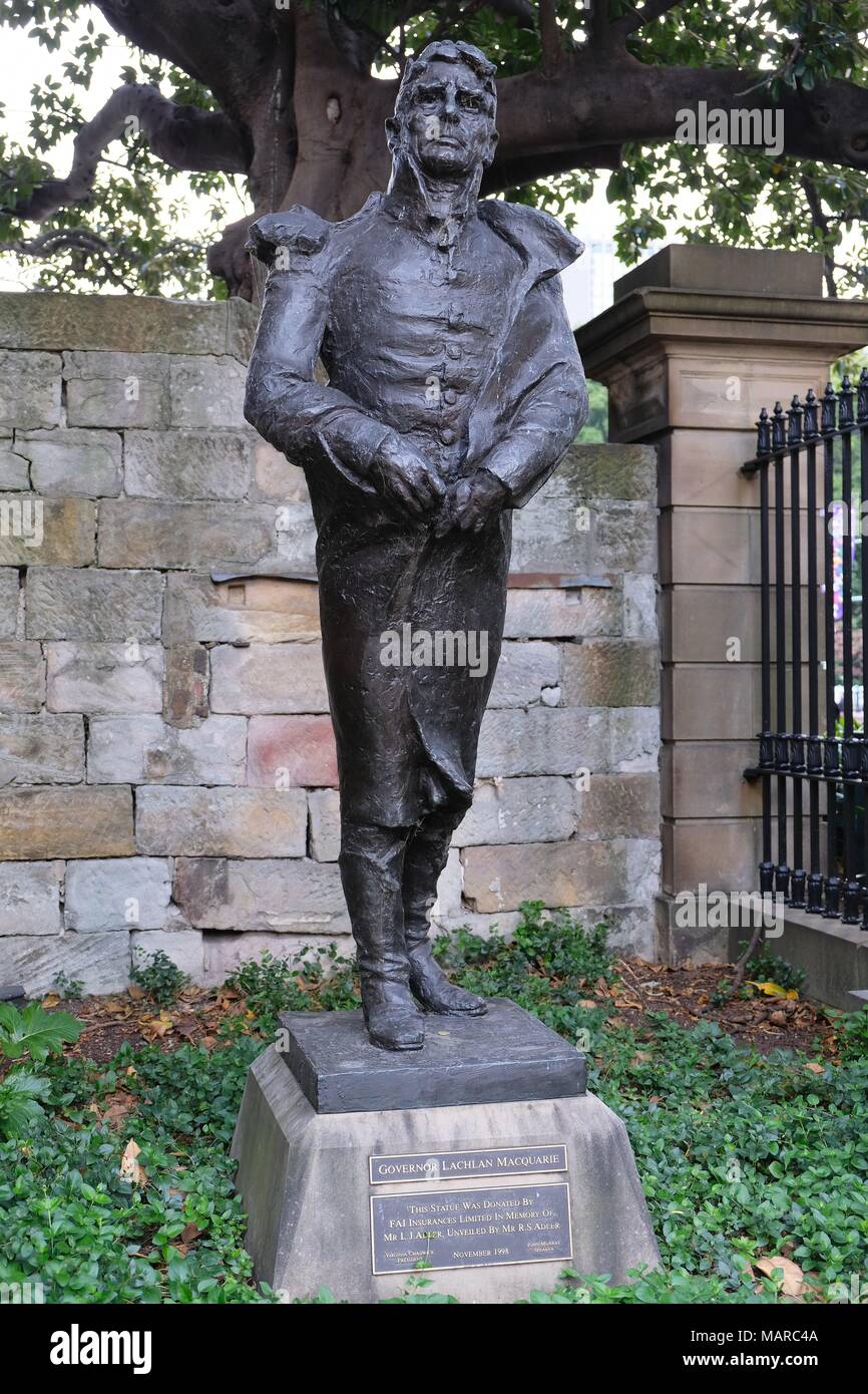 Statue of Lachlan Macquarie at the Mint in Sydney donated 1998 by Fai Insurances - Macquarie was Governor of the Colony of New South Wales from 1810 - 1821 - Australia | usage worldwide Stock Photo