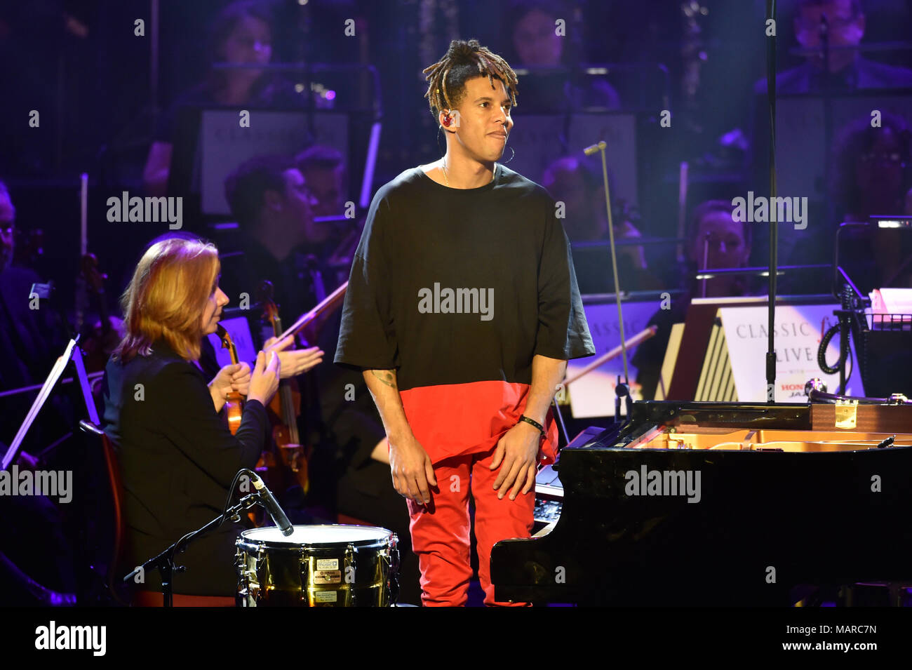 Tokio Myers Performing With The Royal Liverpool Philarmonic Orchestra Conducted By Maxine Tortelier At Classic Fm Live At London S Royal Albert Hall Staged By The Uk S Most Popular Classical Music Station Stock