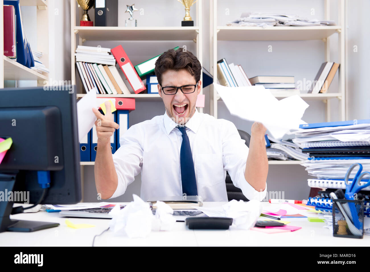 Angry and scary businessman in the office Stock Photo