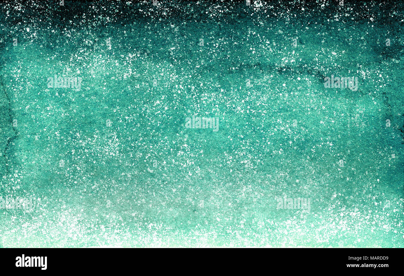 Watercolor green emerald gradient background design with dots like stars. Stock Photo