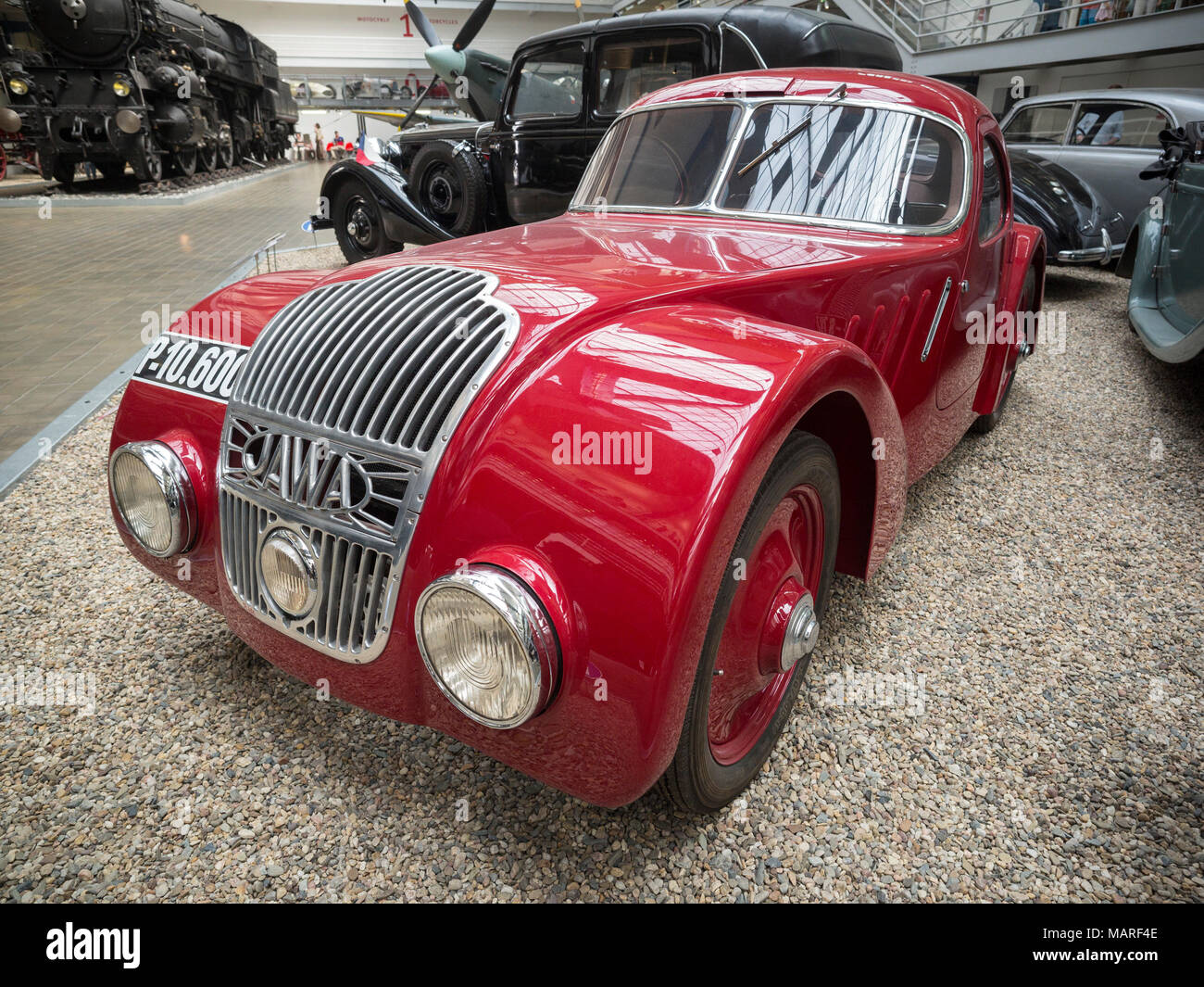 Prague. Czech Republic. Jawa 750 sports car, 1935, on display in the National Technical Museum NTM (Národní technické muzeum).   The Jawa 750, built i Stock Photo