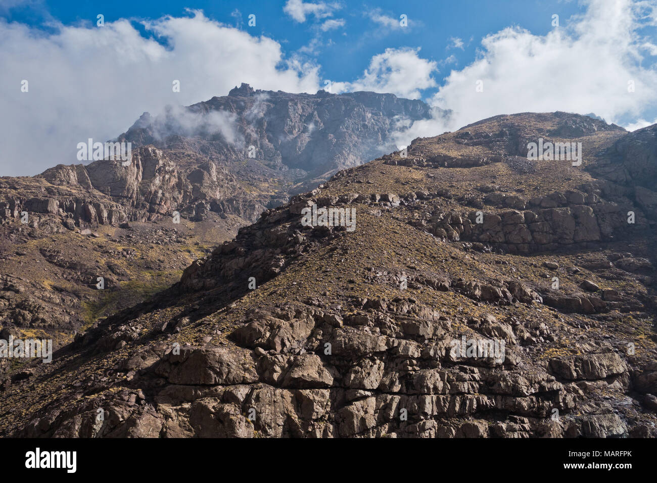 Toubkal and other highest mountain peaks of High Atlas mountains in ...