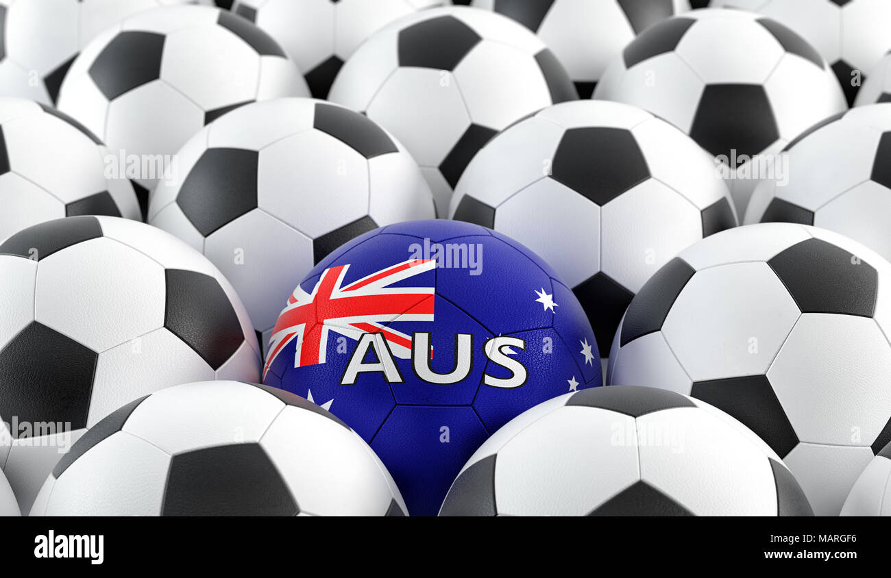 Soccer ball in australian national colors - 3D Rendering Stock Photo