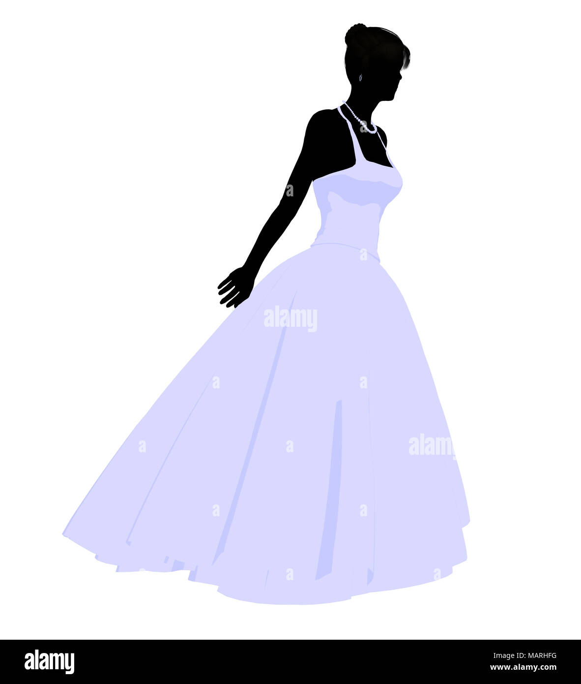 Woman in a wedding dress silhouette illustration on a white background ...