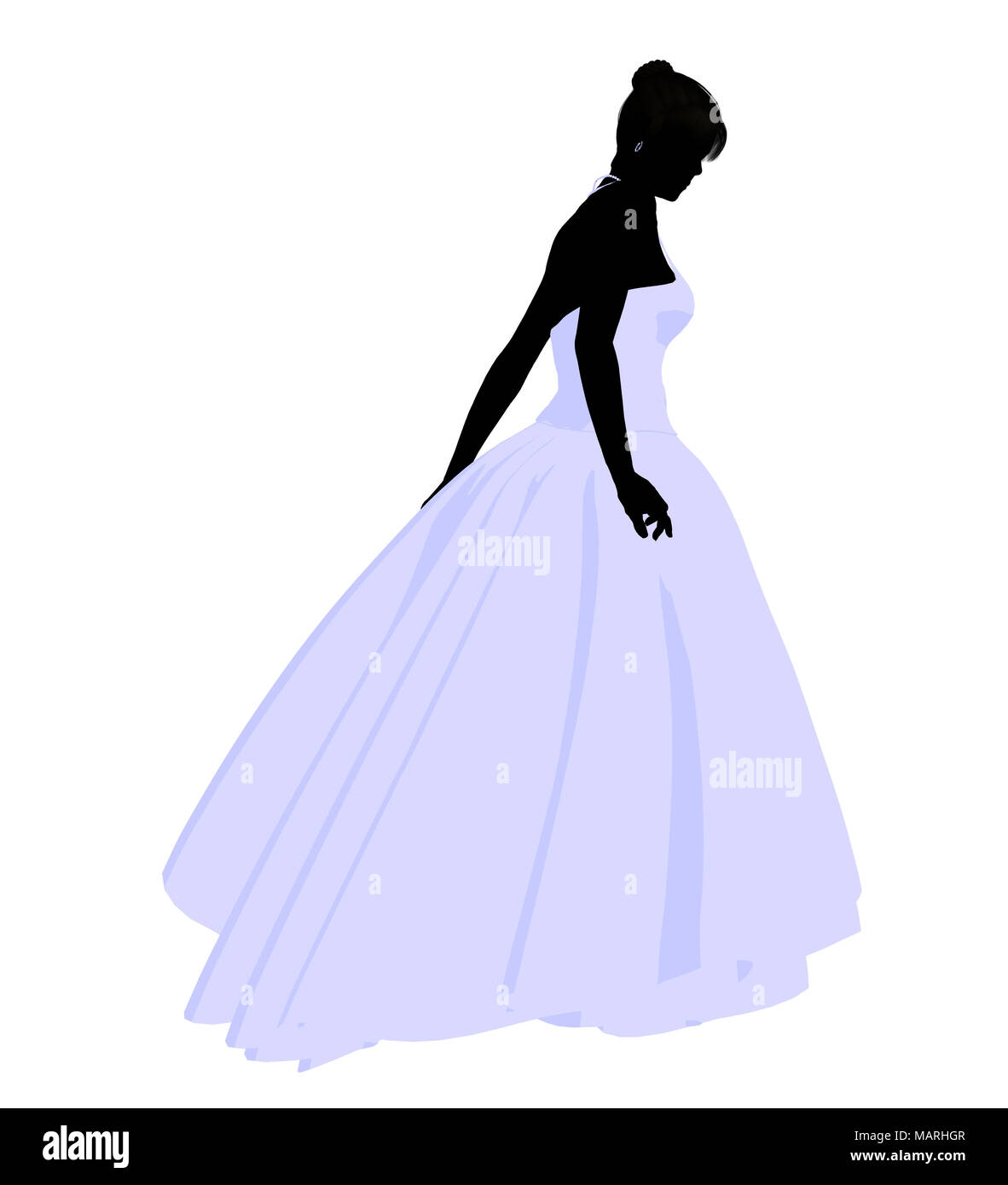 Woman in a wedding dress silhouette illustration on a white background ...