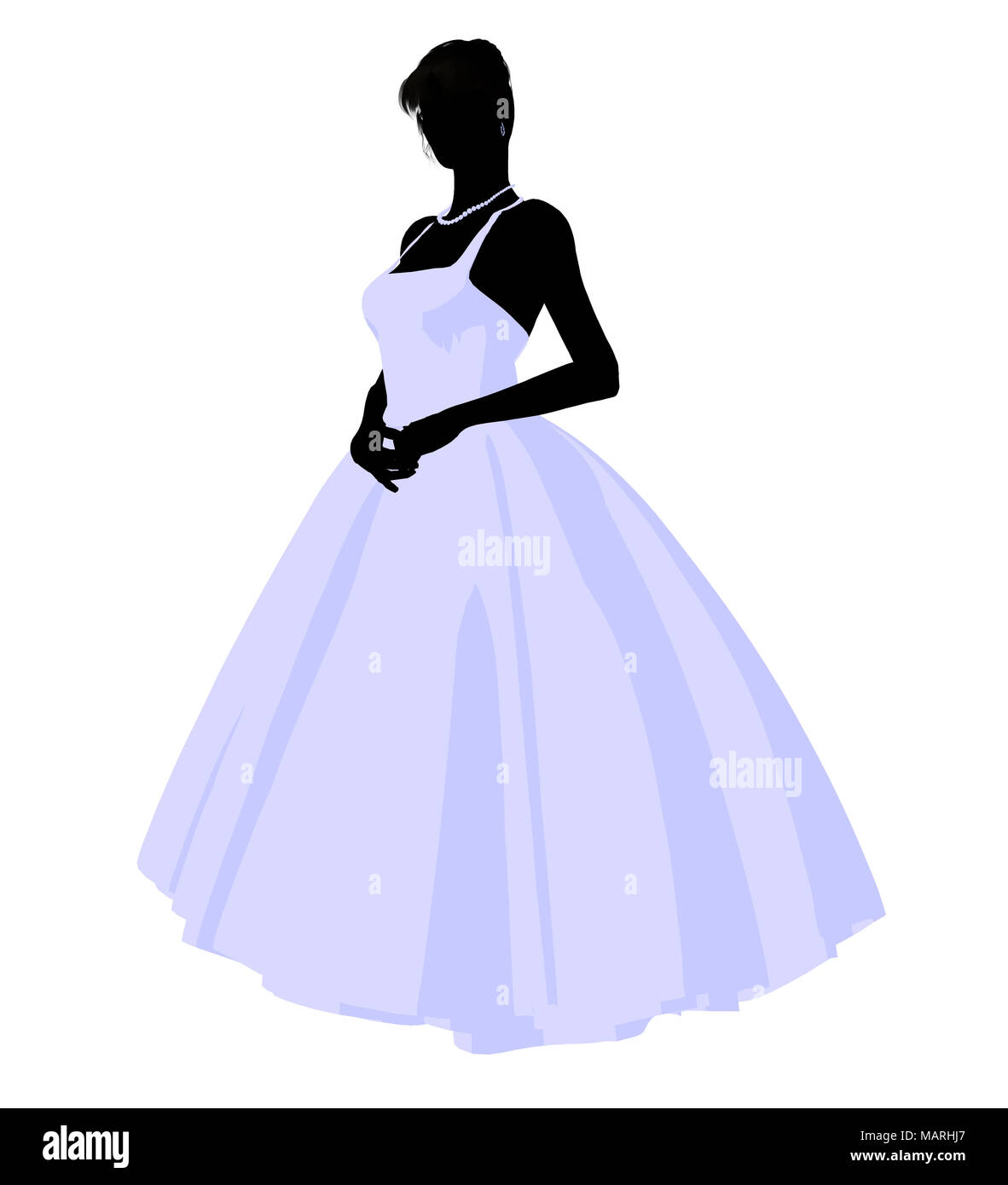 Woman in a wedding dress silhouette illustration on a white background ...