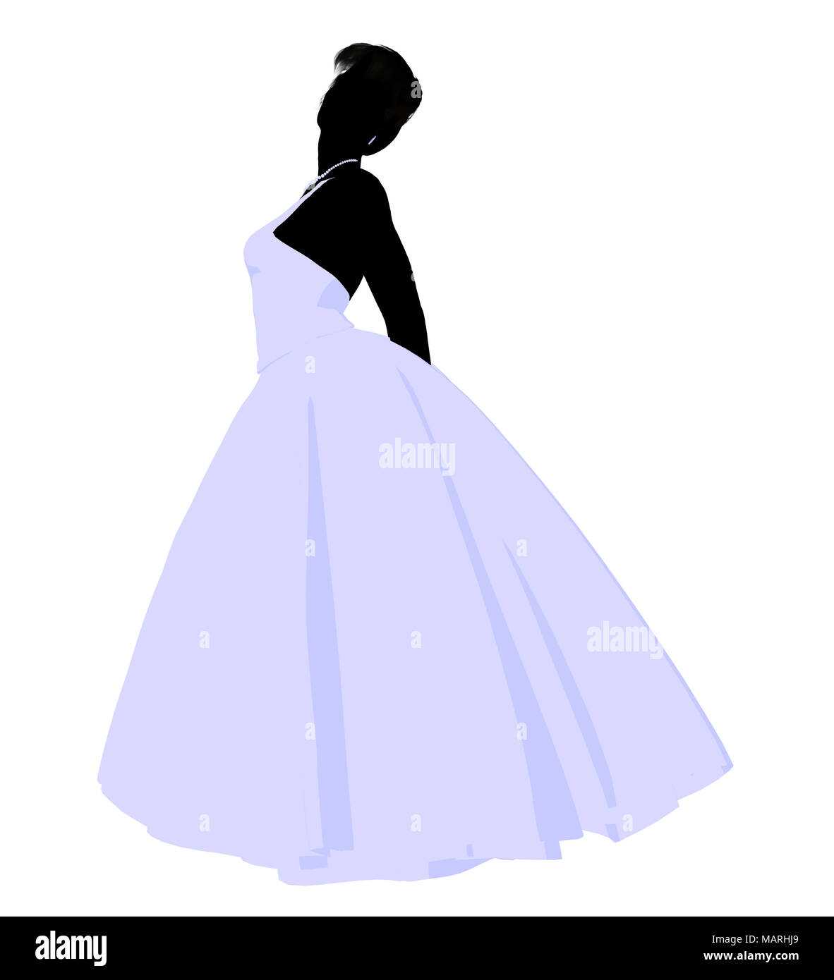 Woman in a wedding dress silhouette illustration on a white background ...