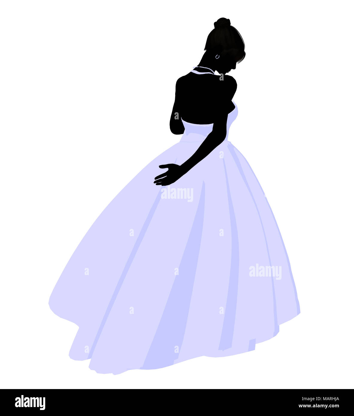 Woman in a wedding dress silhouette illustration on a white background ...