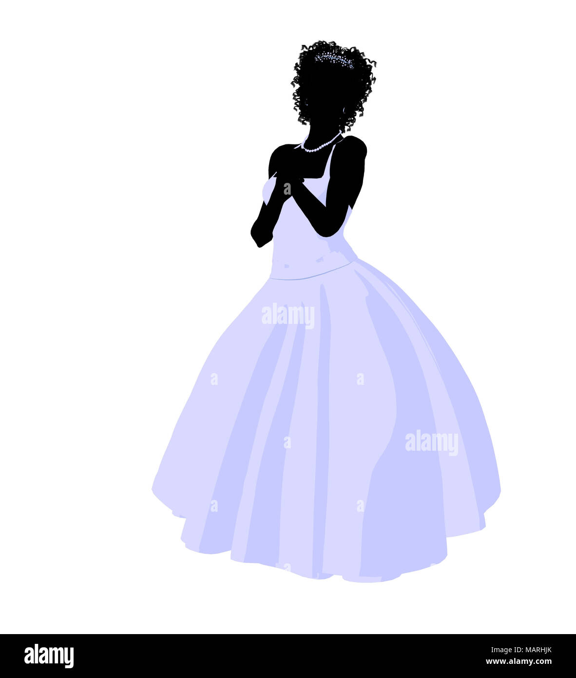 African ameircan woman in a wedding dress silhouette illustration on a ...