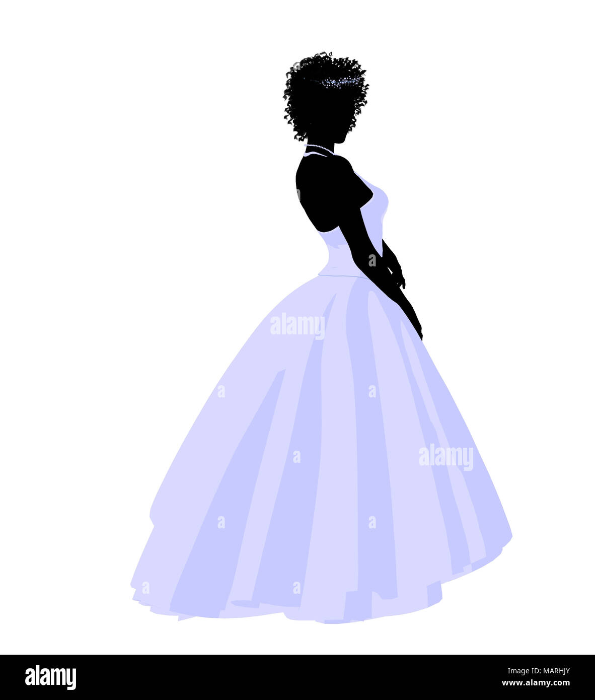 African ameircan woman in a wedding dress silhouette illustration on a ...
