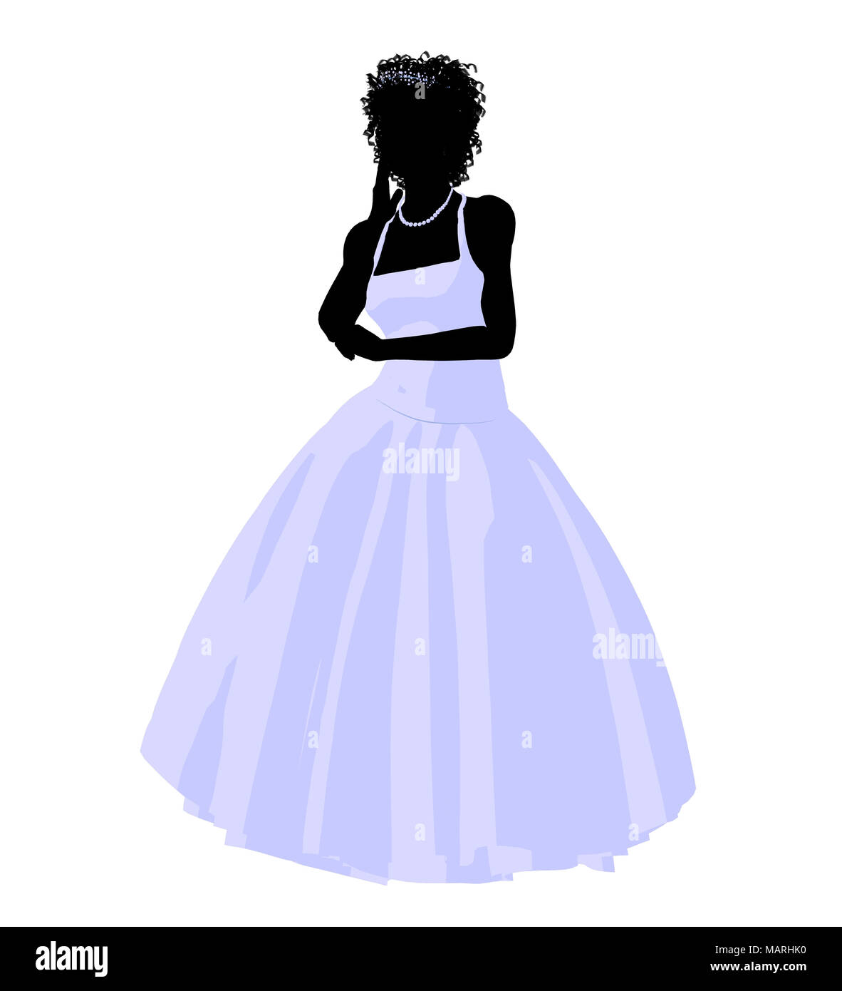 African ameircan woman in a wedding dress silhouette illustration on a ...