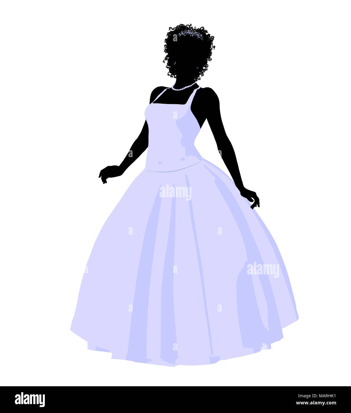 African ameircan woman in a wedding dress silhouette illustration on a ...