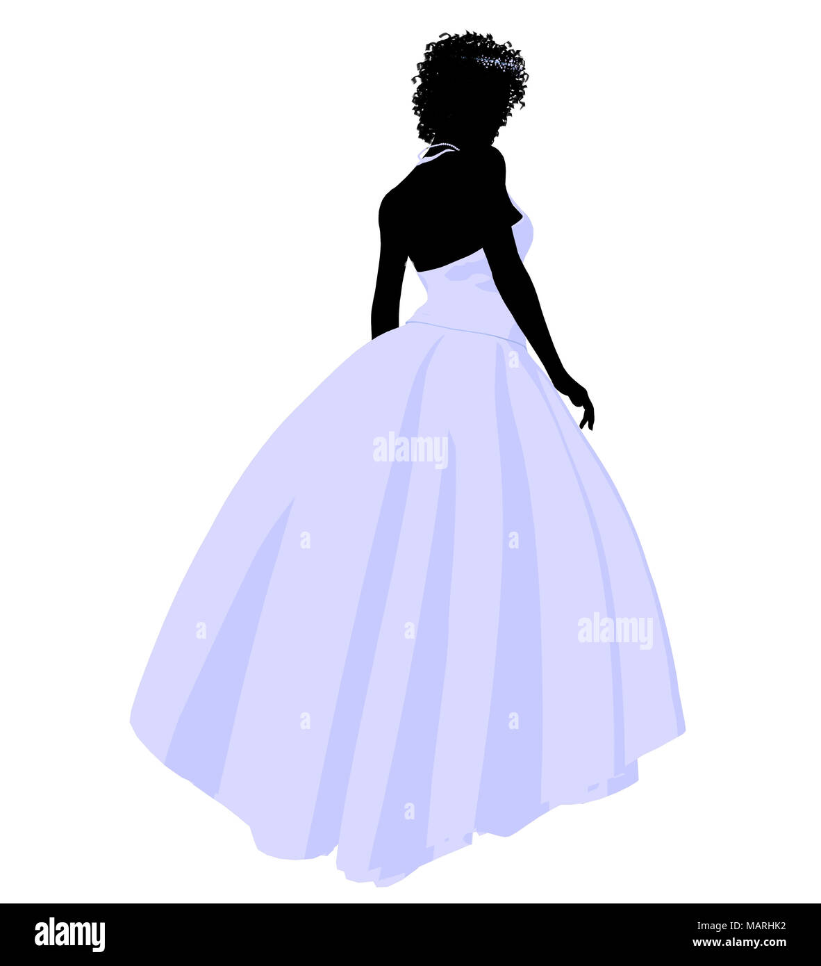 African ameircan woman in a wedding dress silhouette illustration on a ...