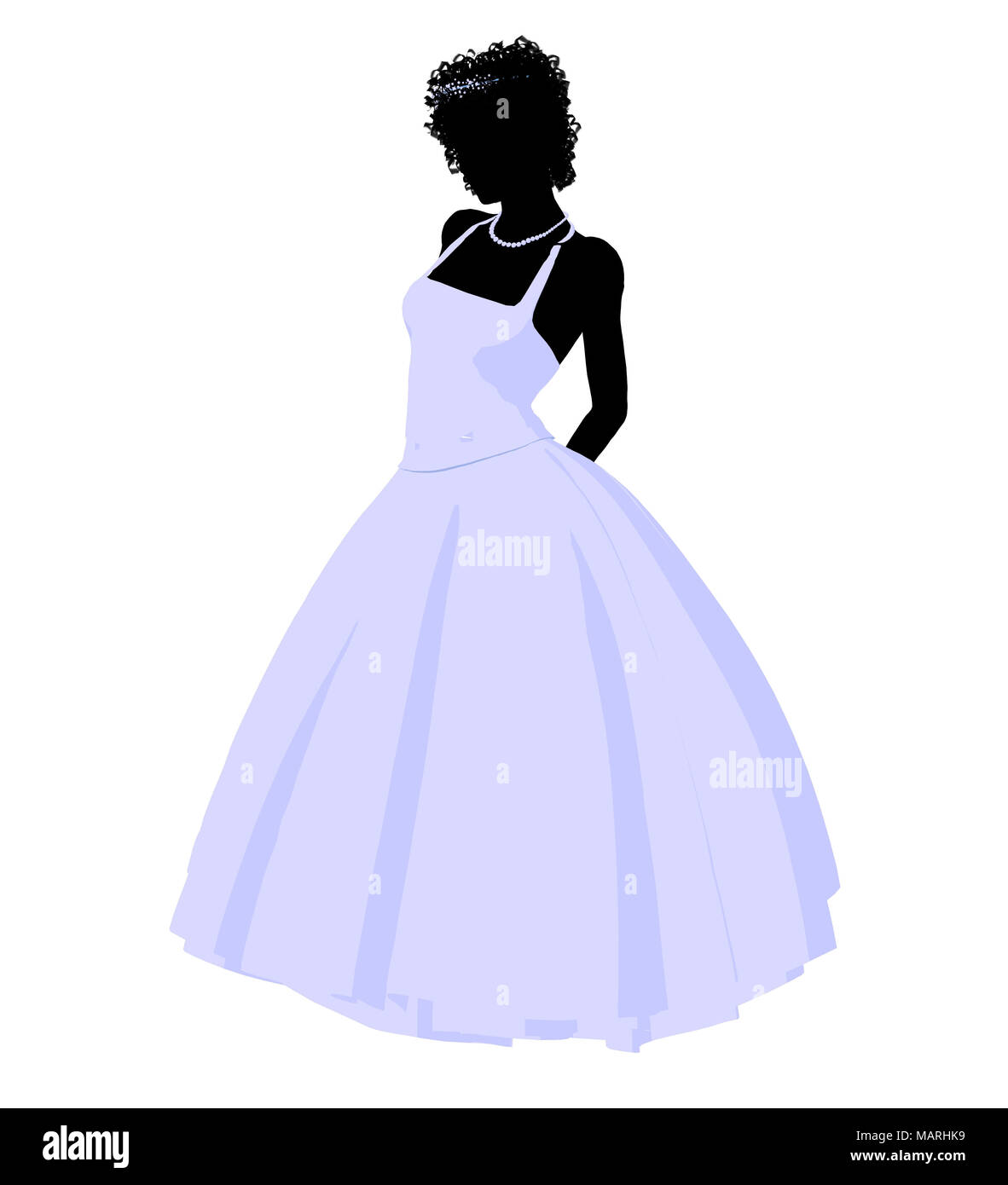 African ameircan woman in a wedding dress silhouette illustration on a ...