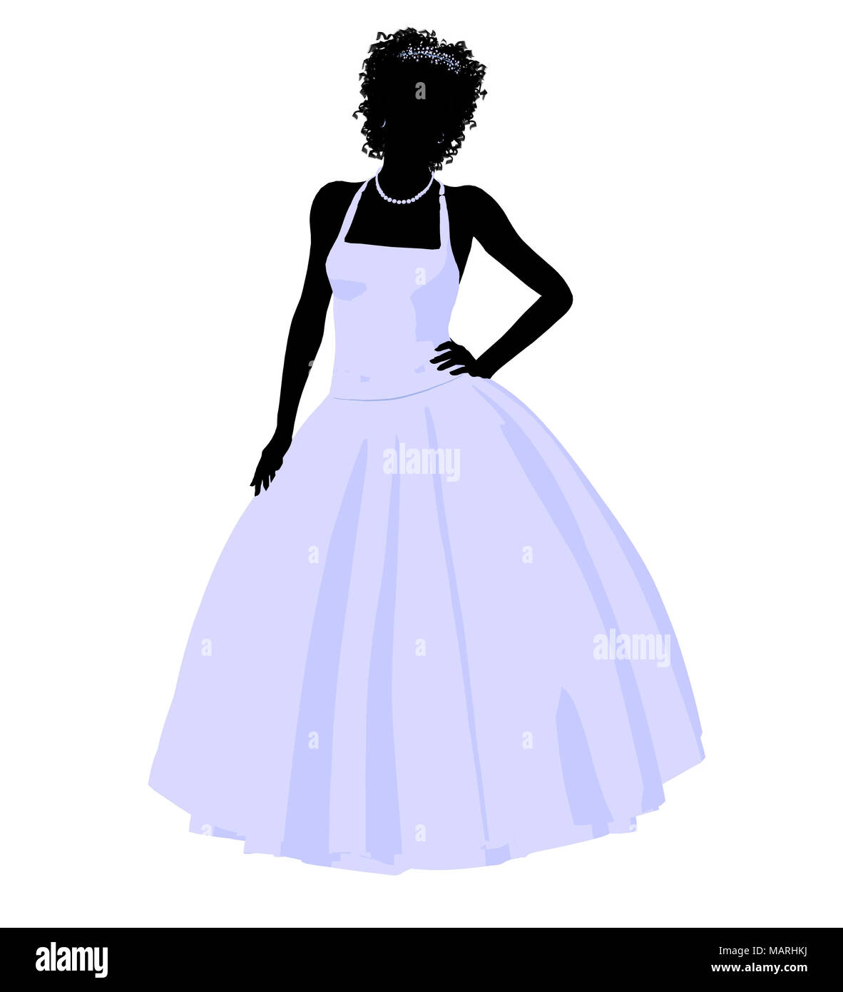 African ameircan woman in a wedding dress silhouette illustration on a ...