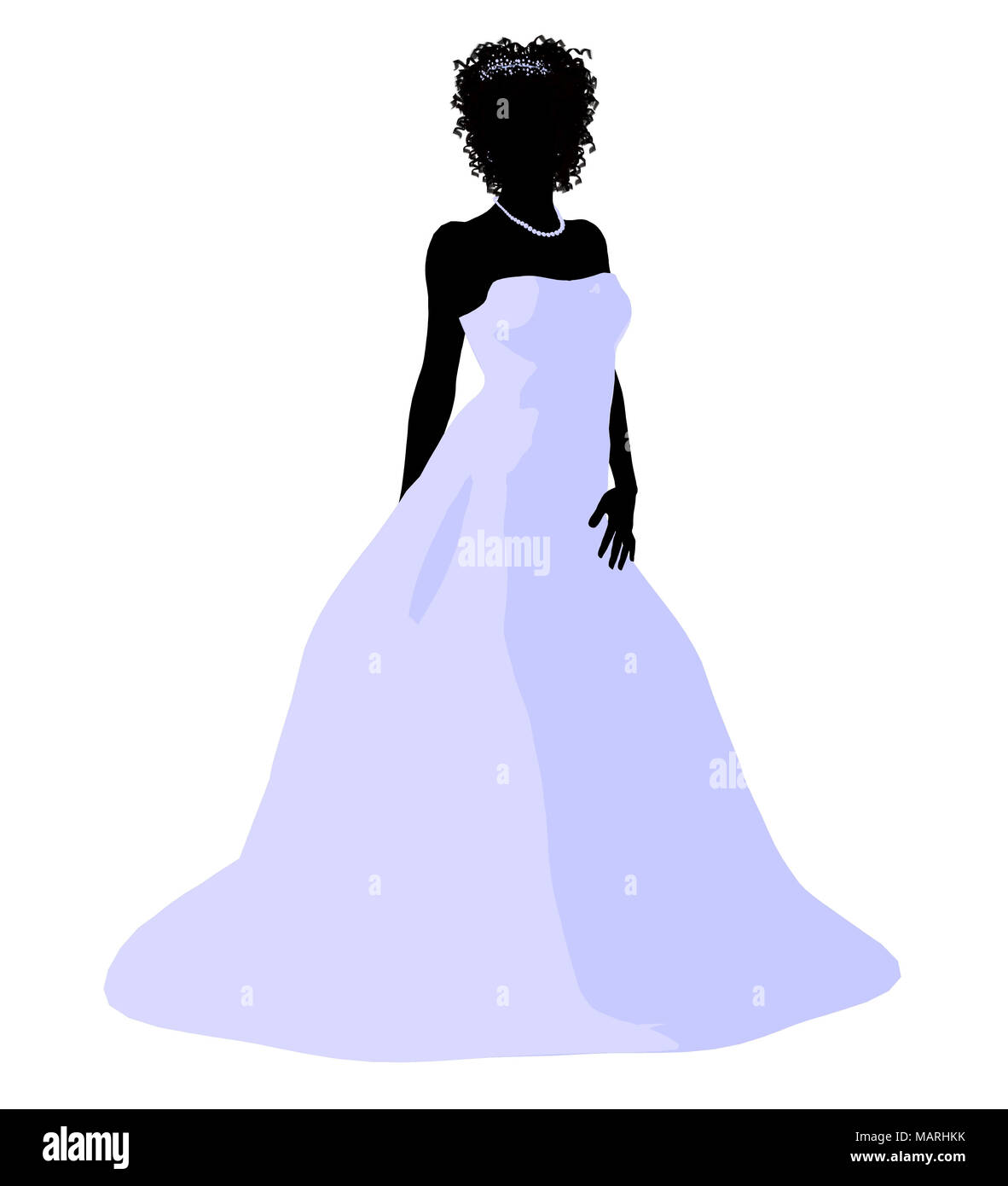 African ameircan woman in a wedding dress silhouette illustration on a ...