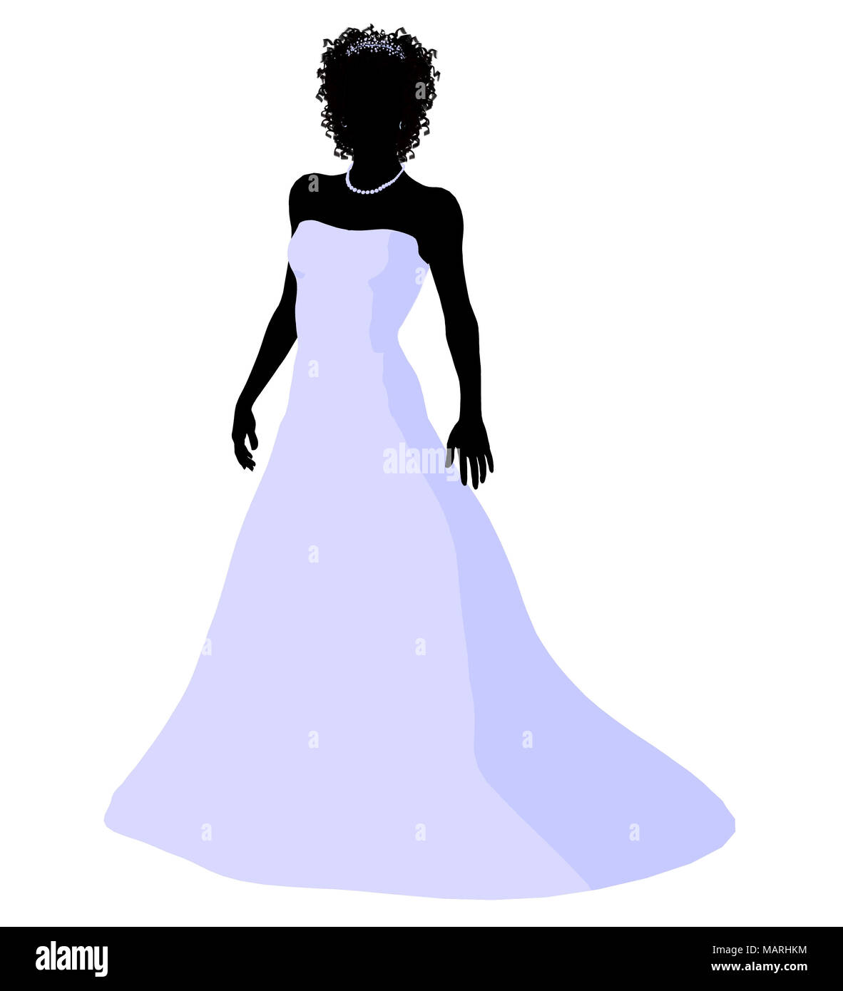 African ameircan woman in a wedding dress silhouette illustration on a ...