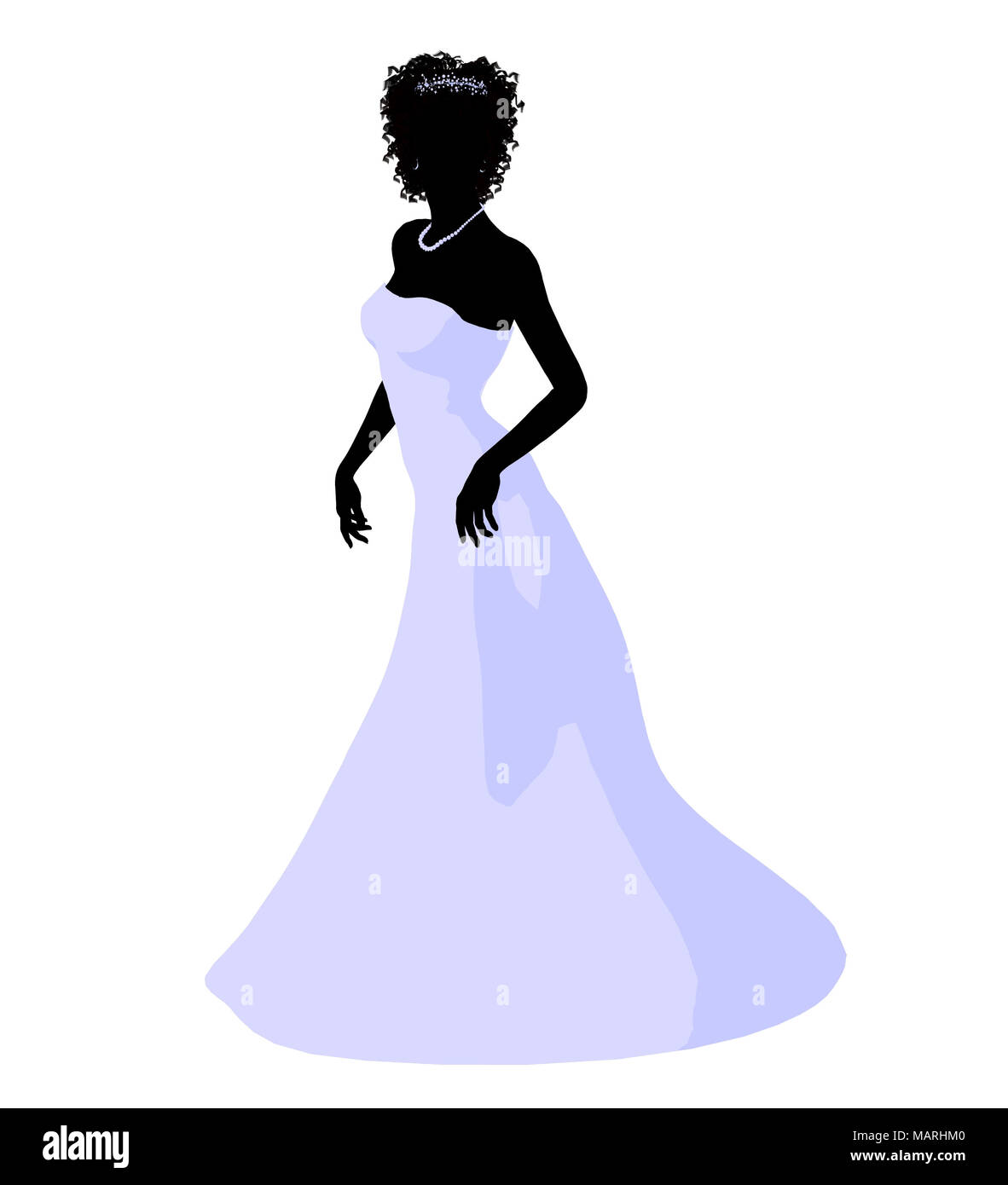 African ameircan woman in a wedding dress silhouette illustration on a ...