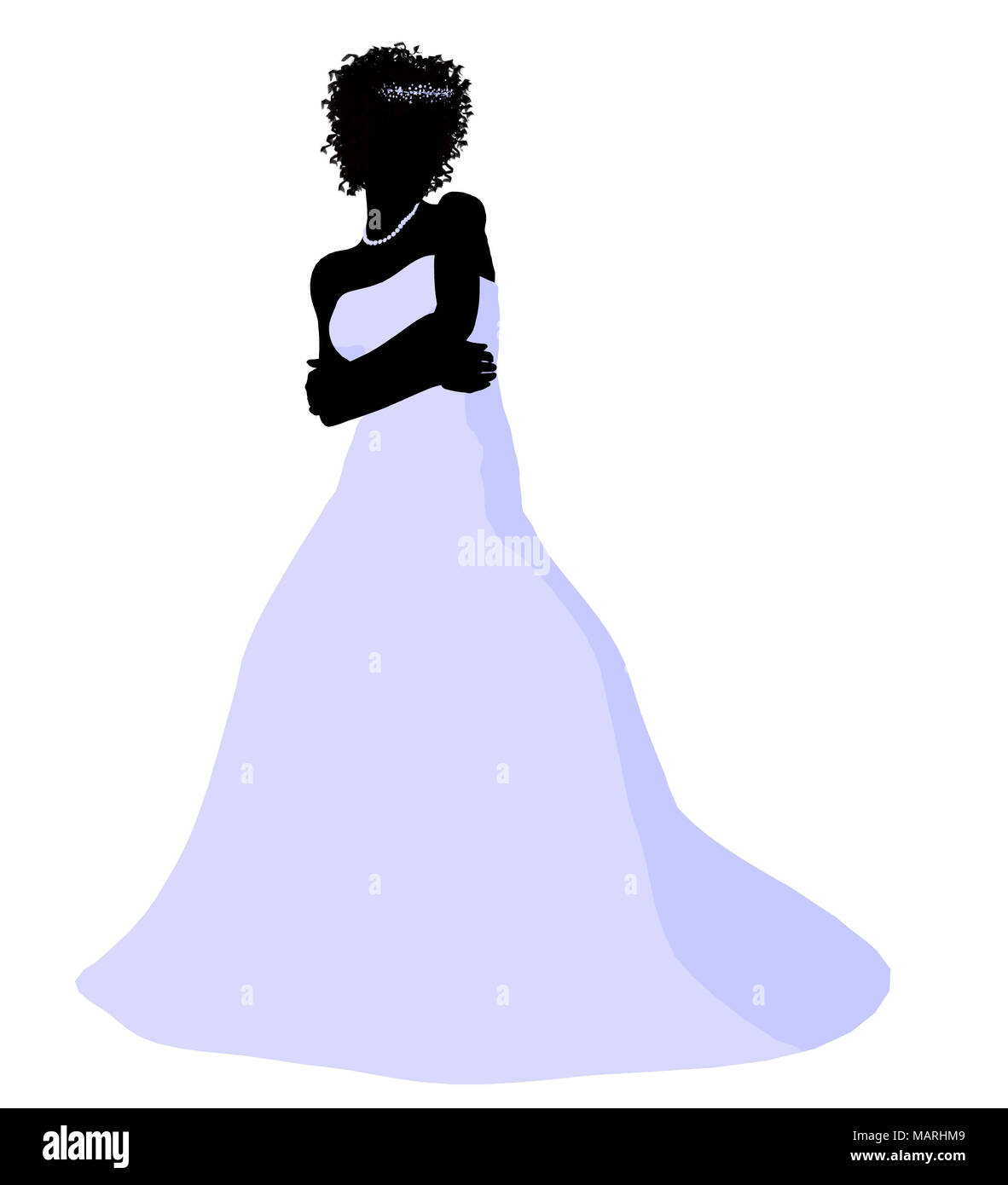 African ameircan woman in a wedding dress silhouette illustration on a ...