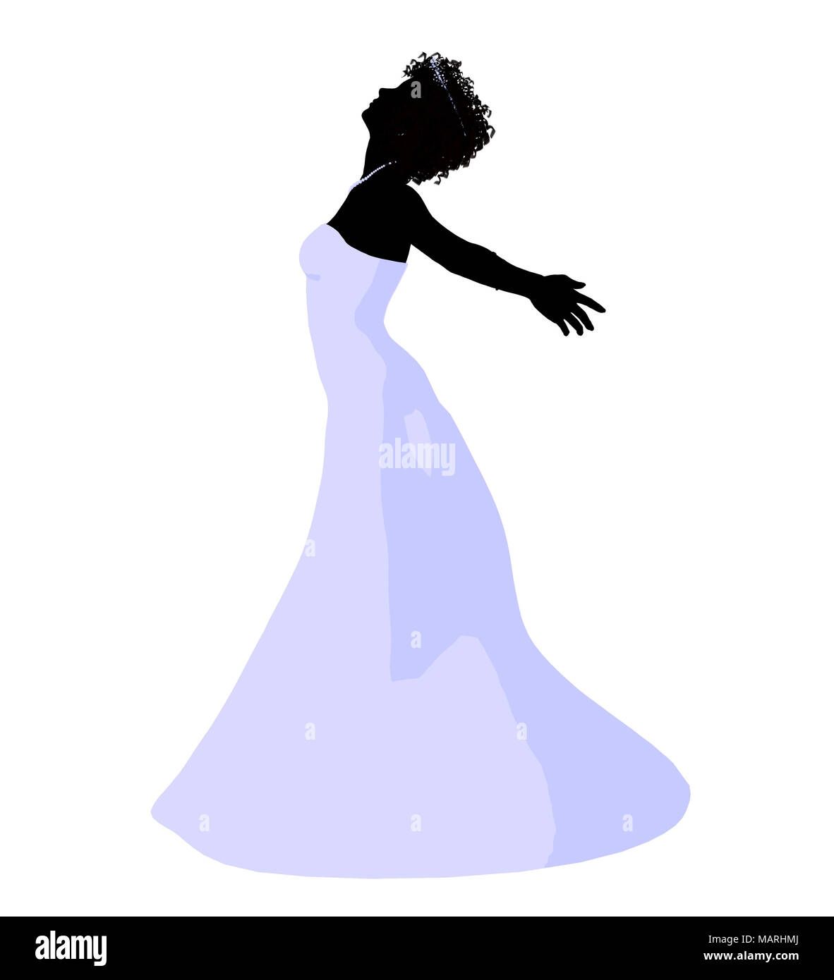 African ameircan woman in a wedding dress silhouette illustration on a ...