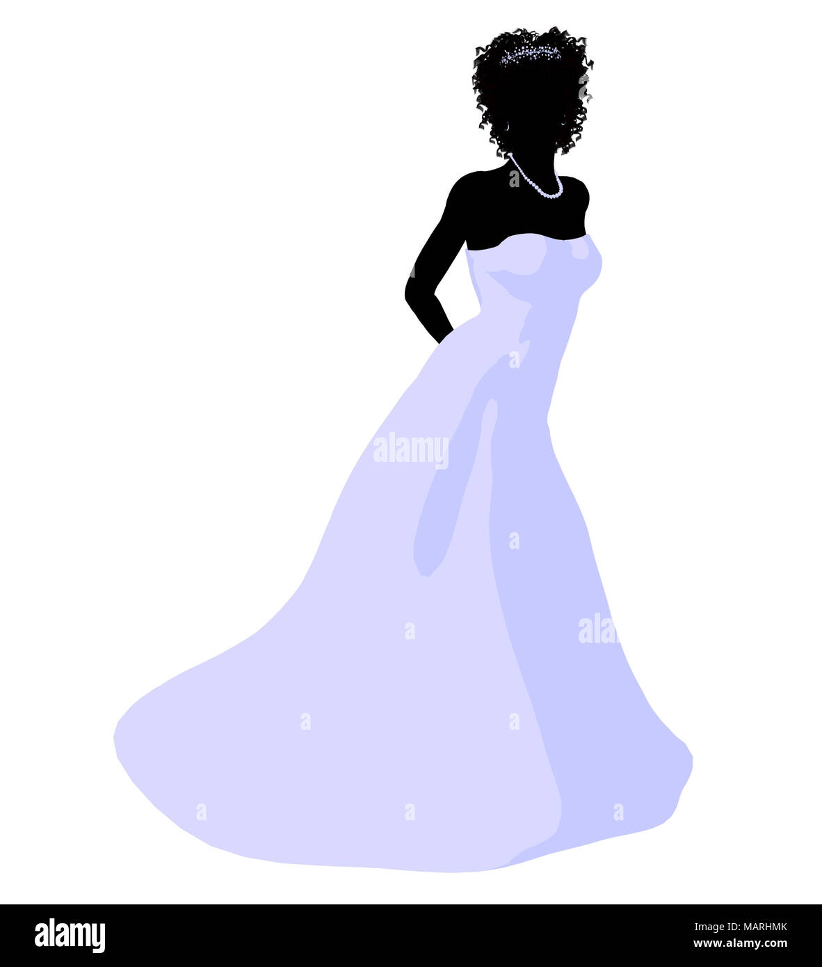 African ameircan woman in a wedding dress silhouette illustration on a ...