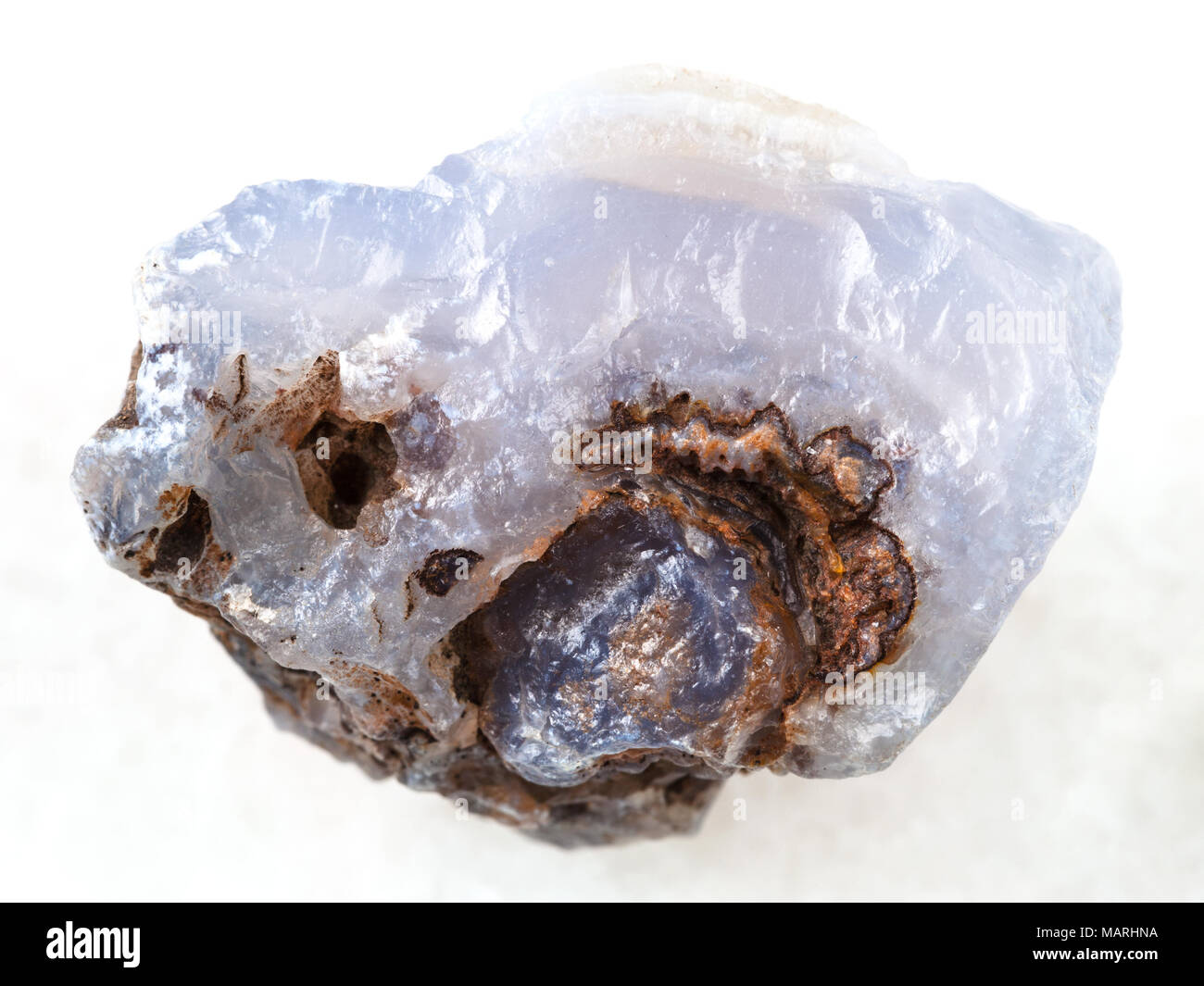 macro shooting of natural mineral rock specimen - rough crystal of blue ...