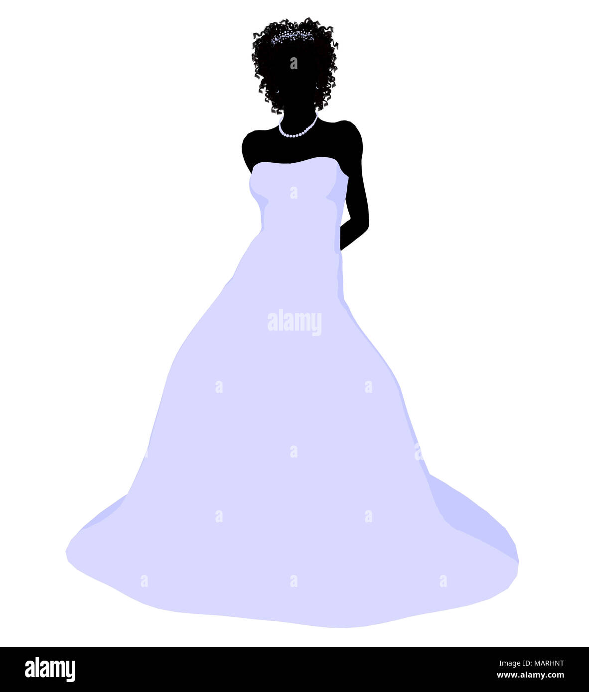 African ameircan woman in a wedding dress silhouette illustration on a ...