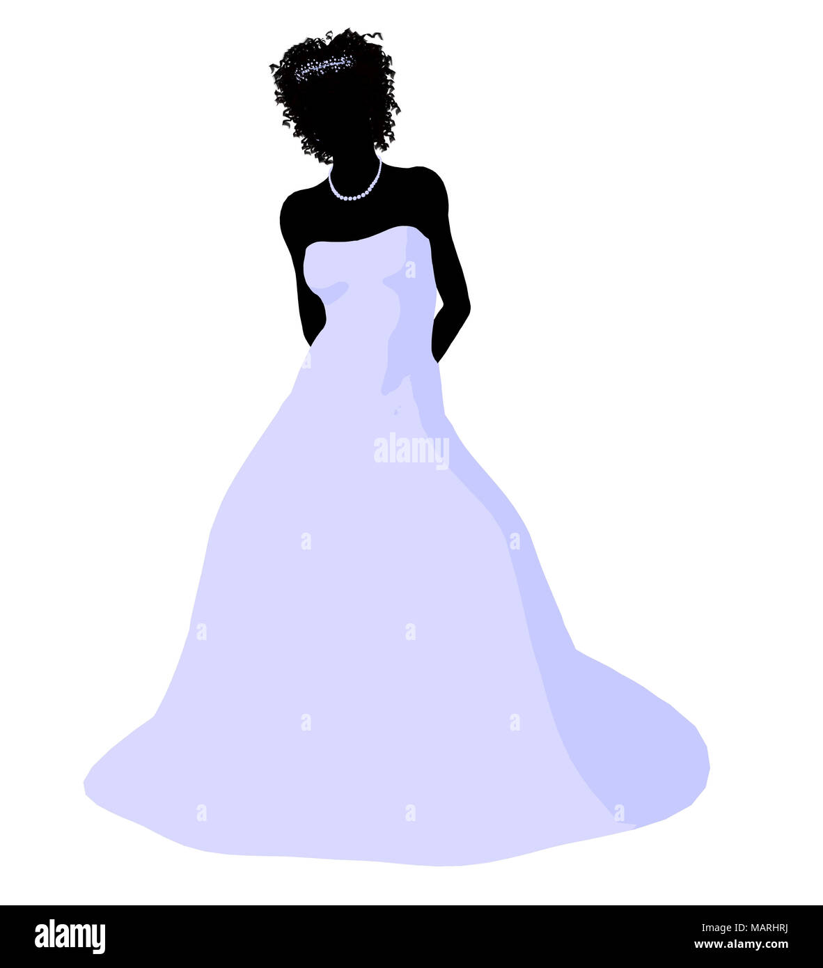 African ameircan woman in a wedding dress silhouette illustration on a ...