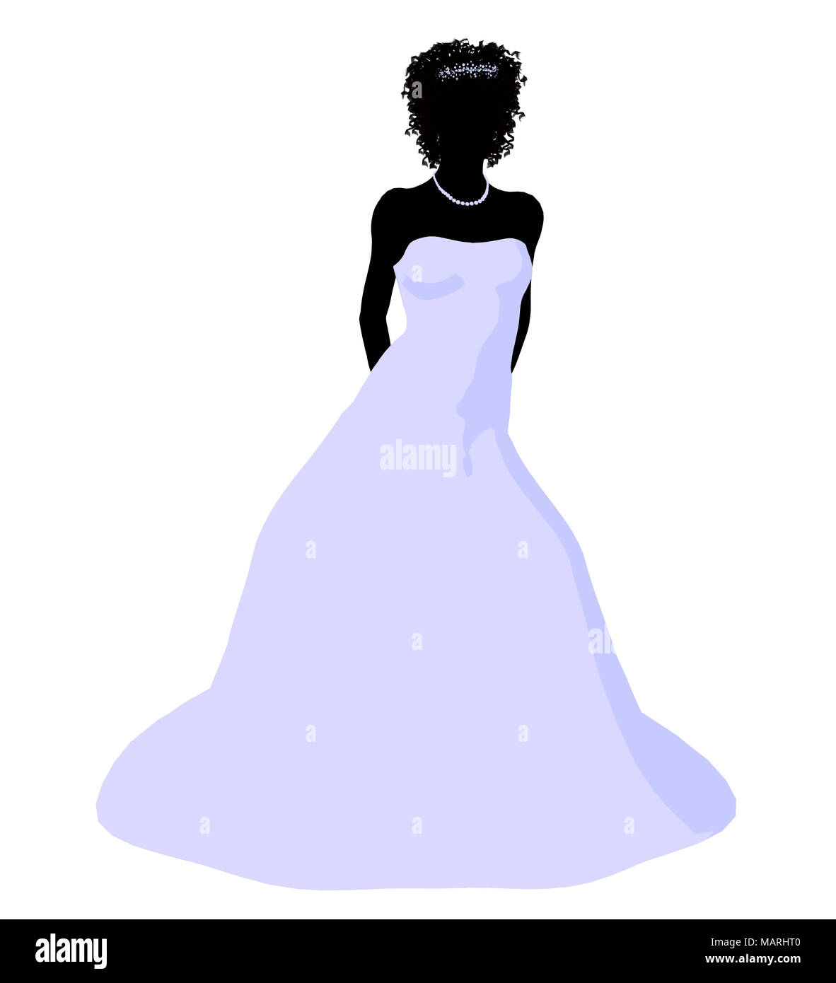 African ameircan woman in a wedding dress silhouette illustration on a ...