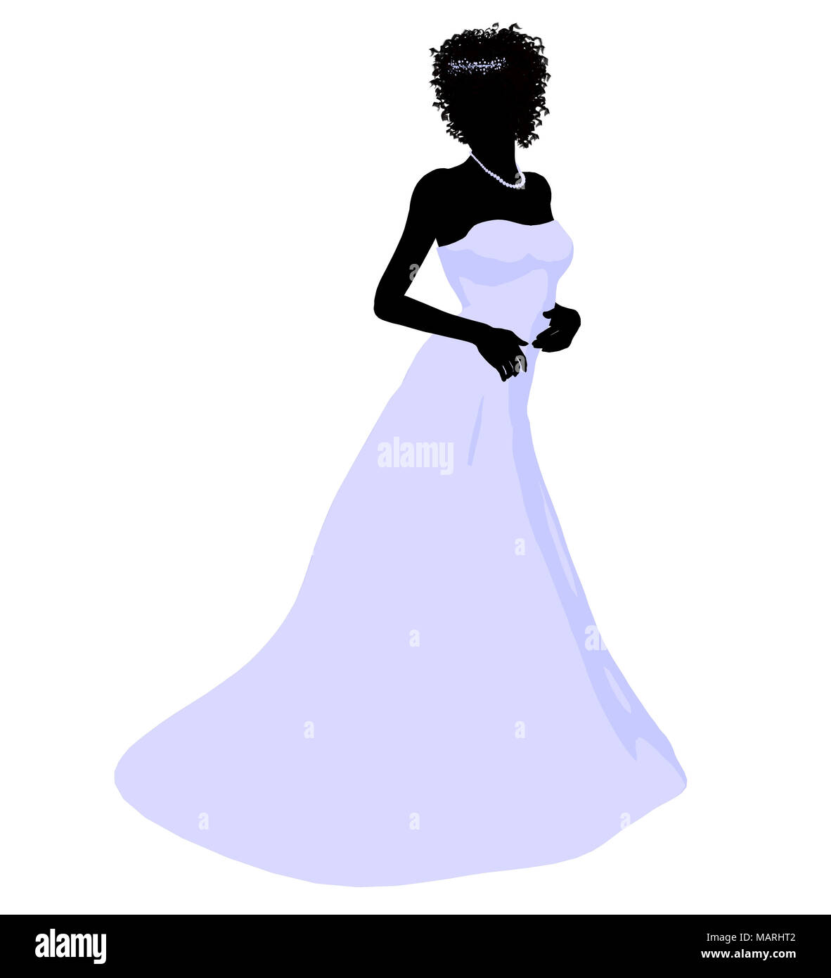 African ameircan woman in a wedding dress silhouette illustration on a ...