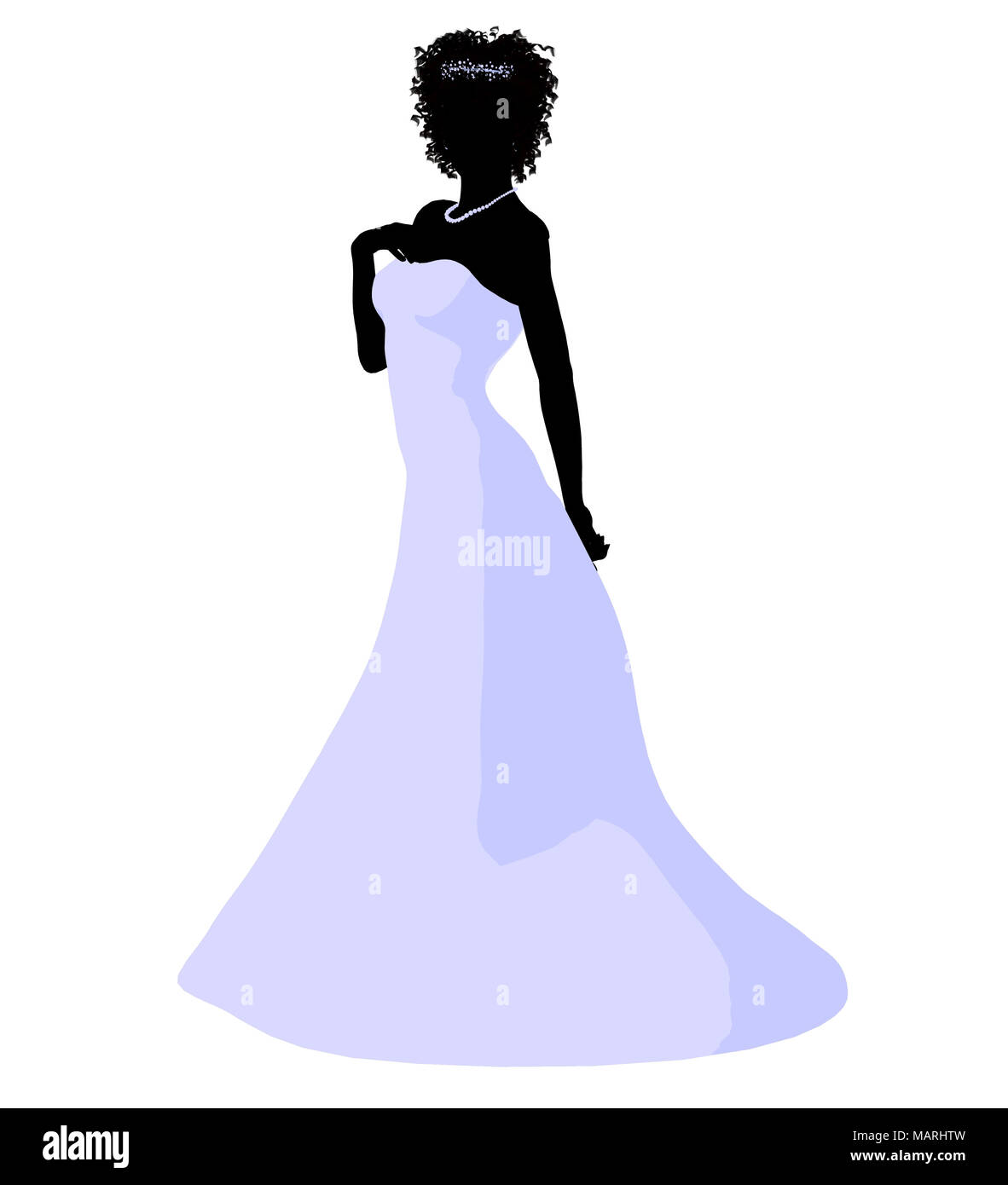 African ameircan woman in a wedding dress silhouette illustration on a ...