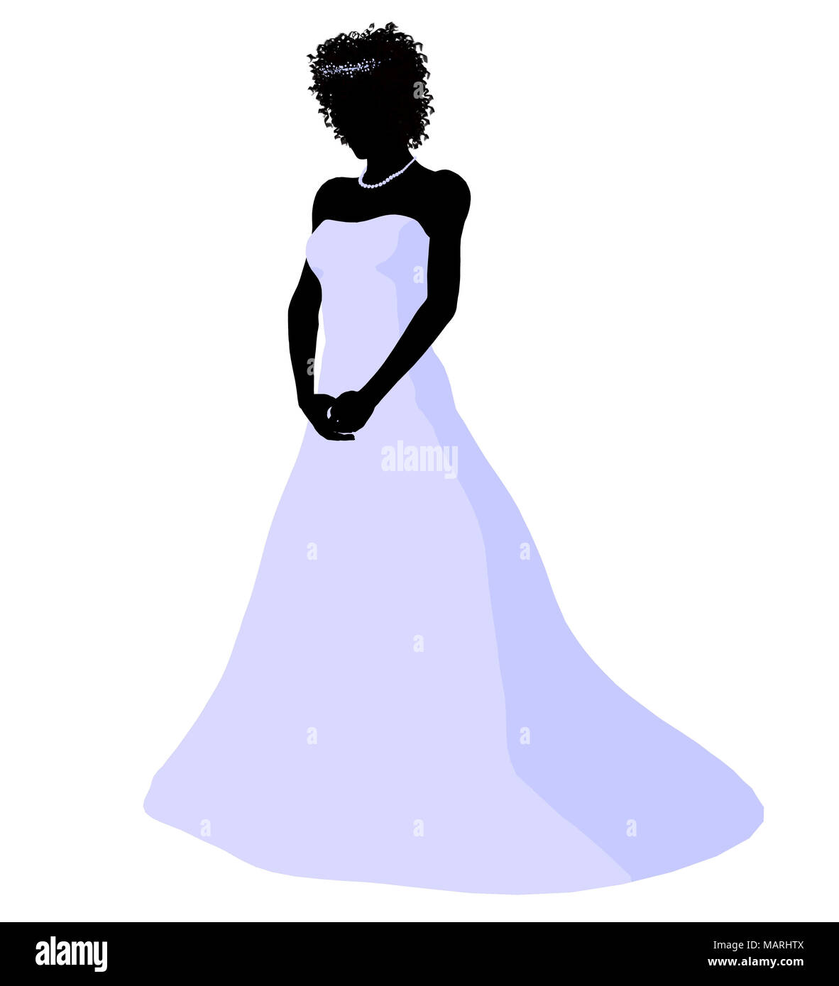 African ameircan woman in a wedding dress silhouette illustration on a ...