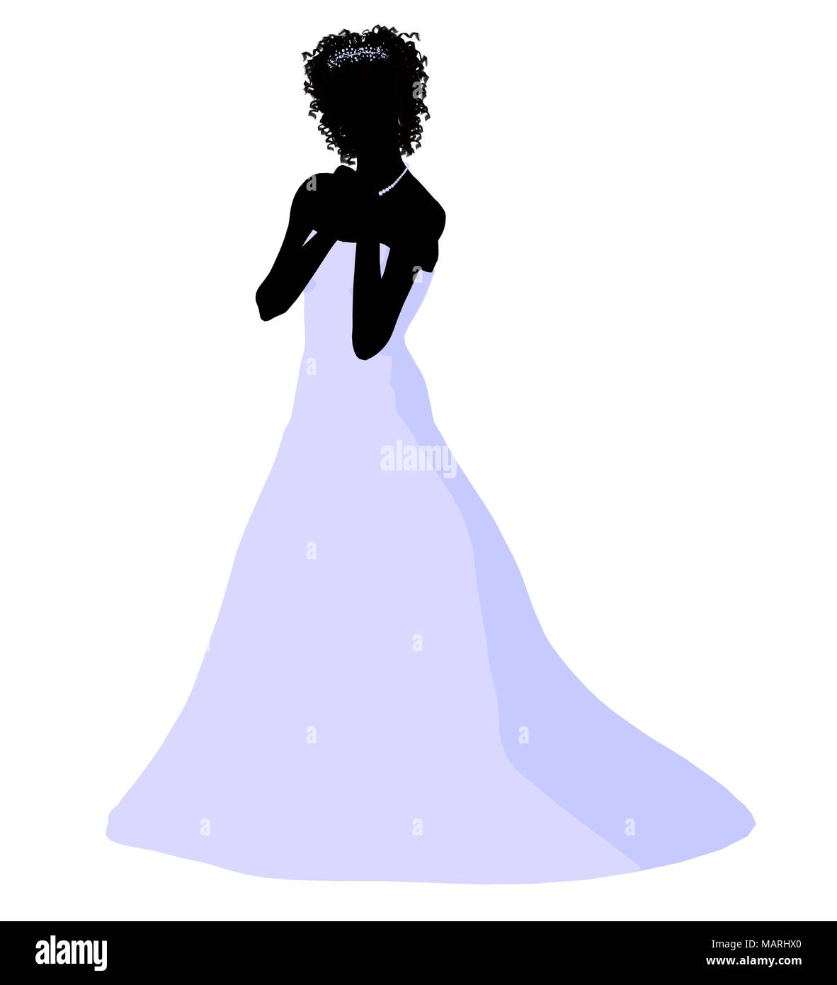 African ameircan woman in a wedding dress silhouette illustration on a ...