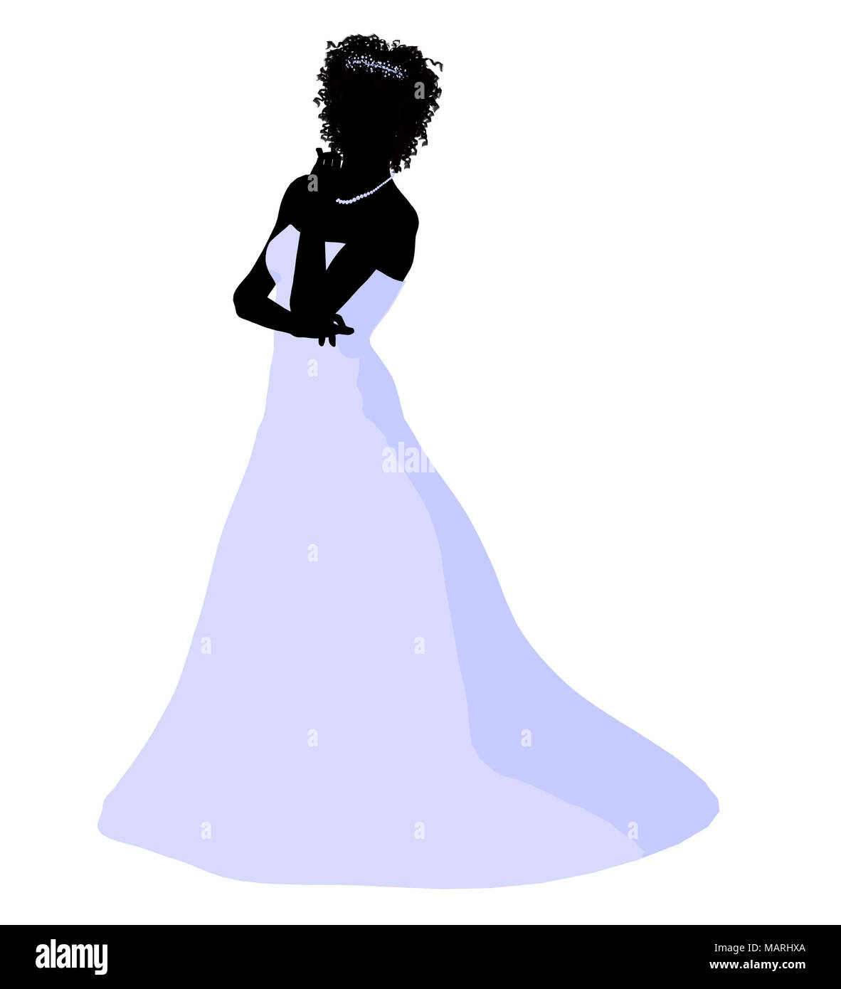 African ameircan woman in a wedding dress silhouette illustration on a ...