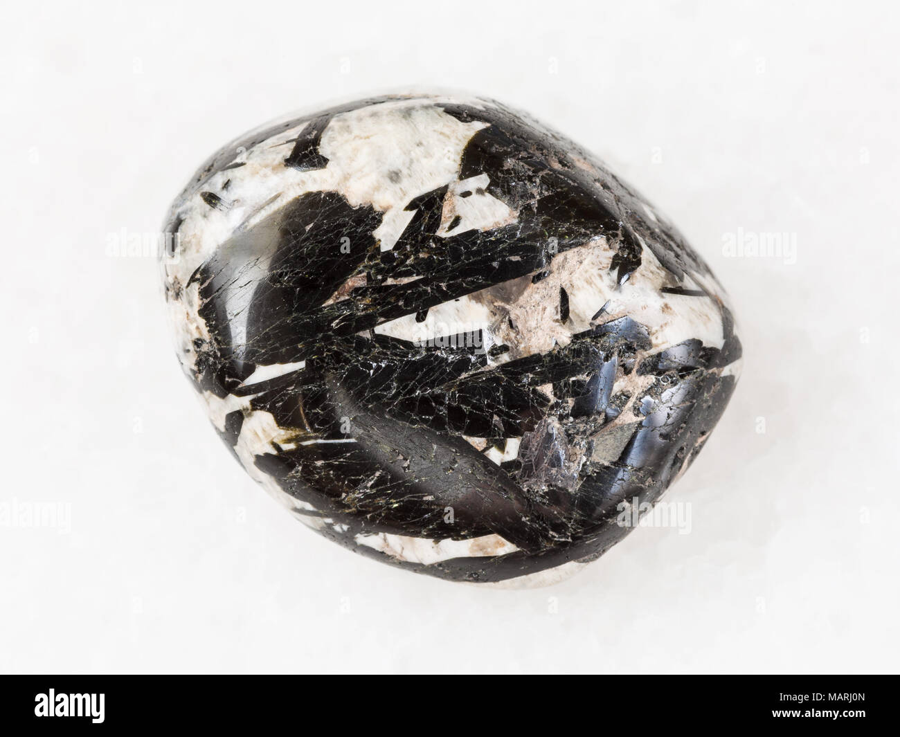black aegirine crystals in polished 