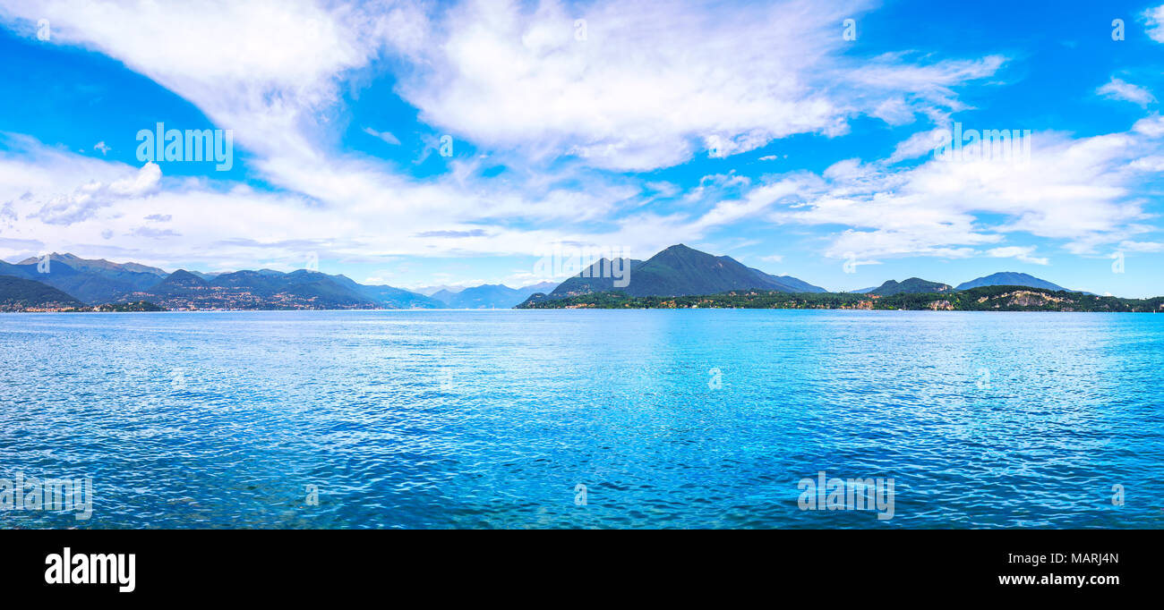 Maggiore lake panoramic view from Arona. Piedmont Italy Europe Stock Photo