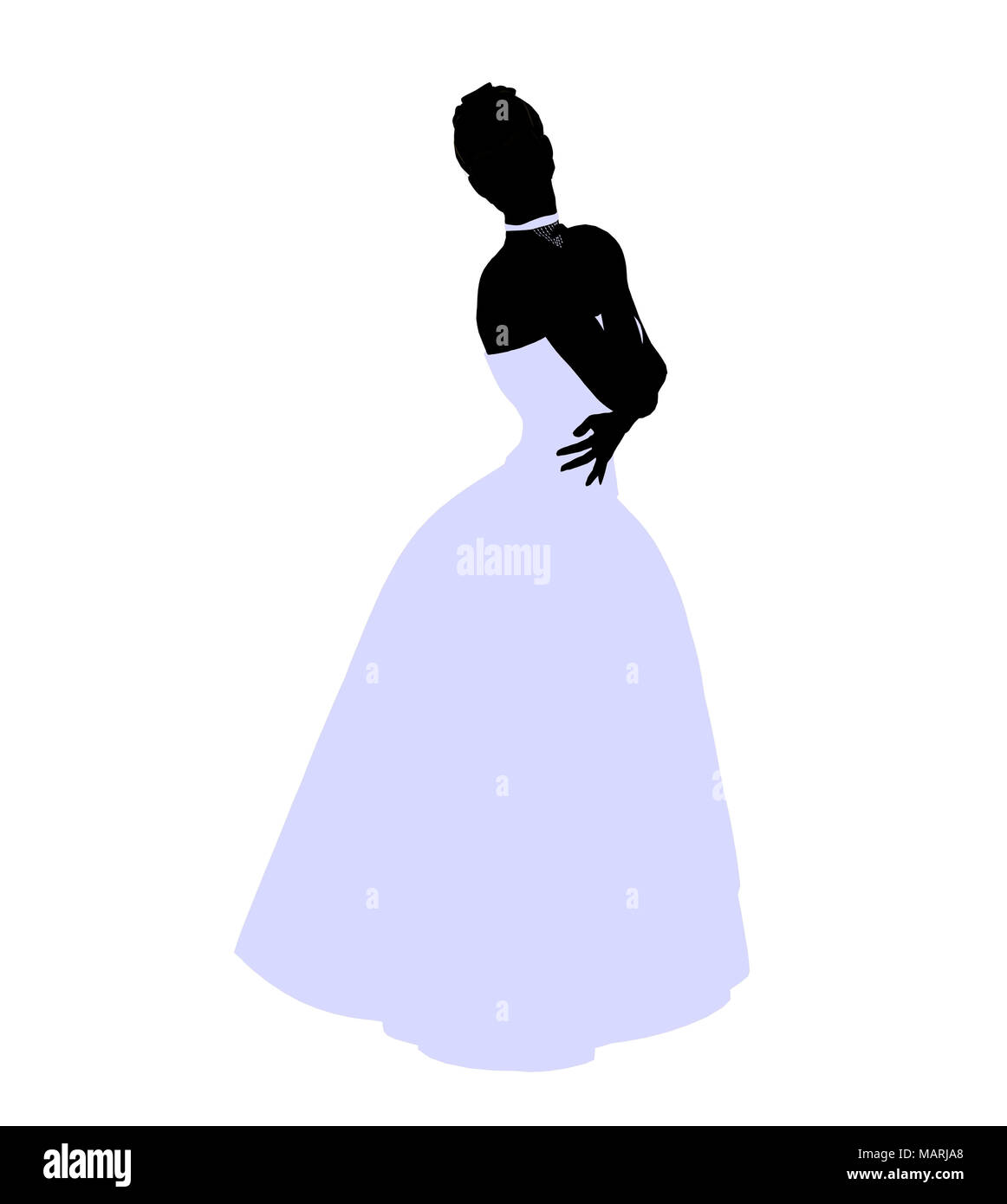 Woman in a wedding dress silhouette illustration on a white background ...