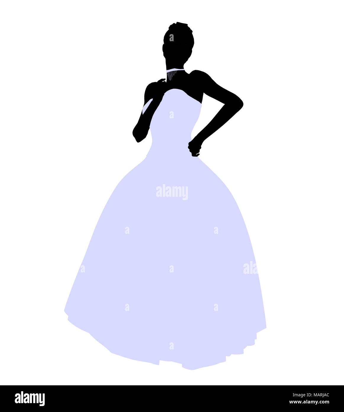 Woman in a wedding dress silhouette illustration on a white background ...