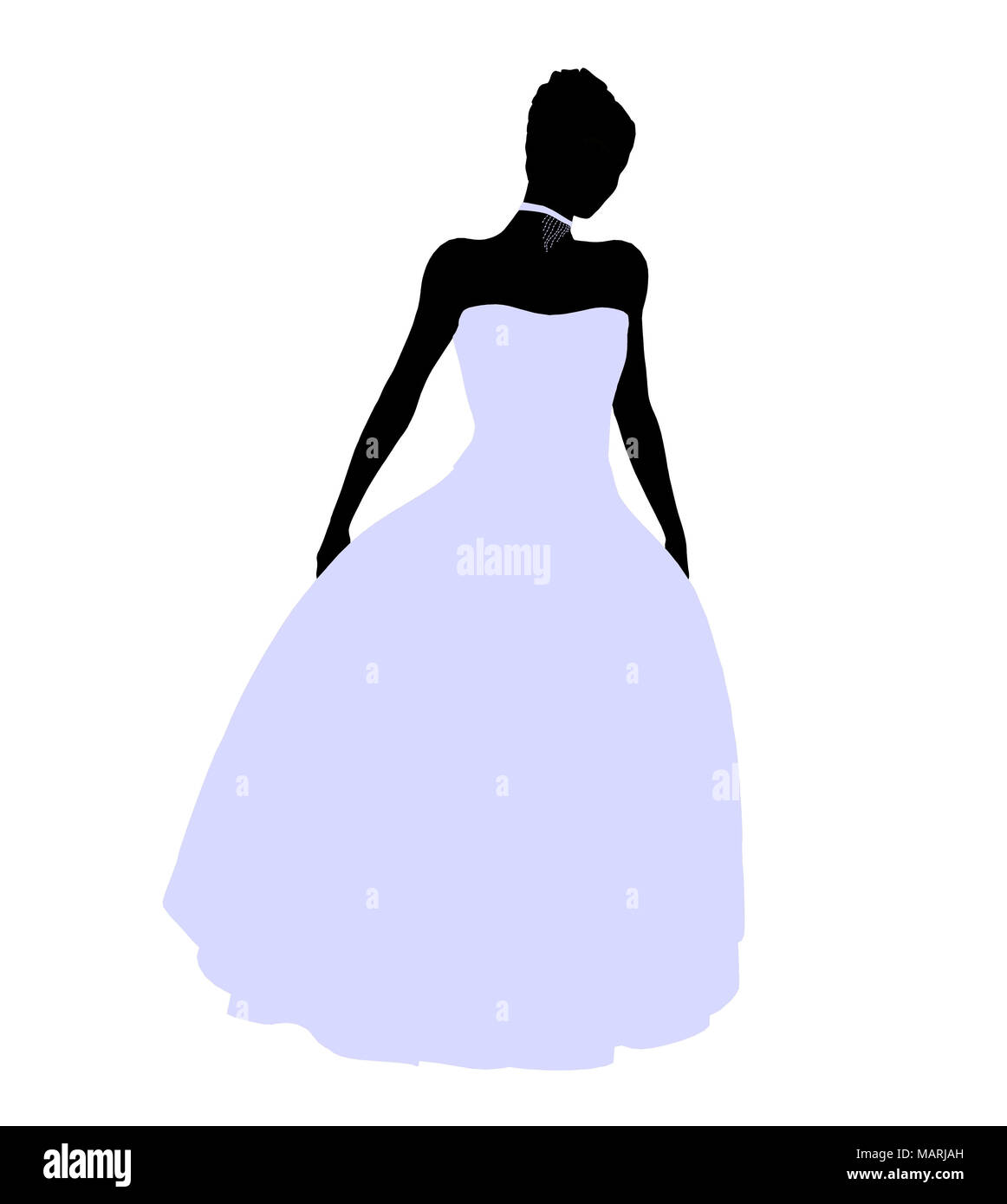 Woman in a wedding dress silhouette illustration on a white background
