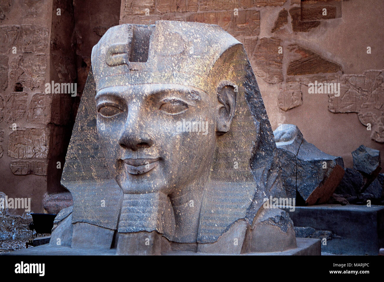 Statue head of Rameses II,Temple of Luxor,Egypt Stock Photo