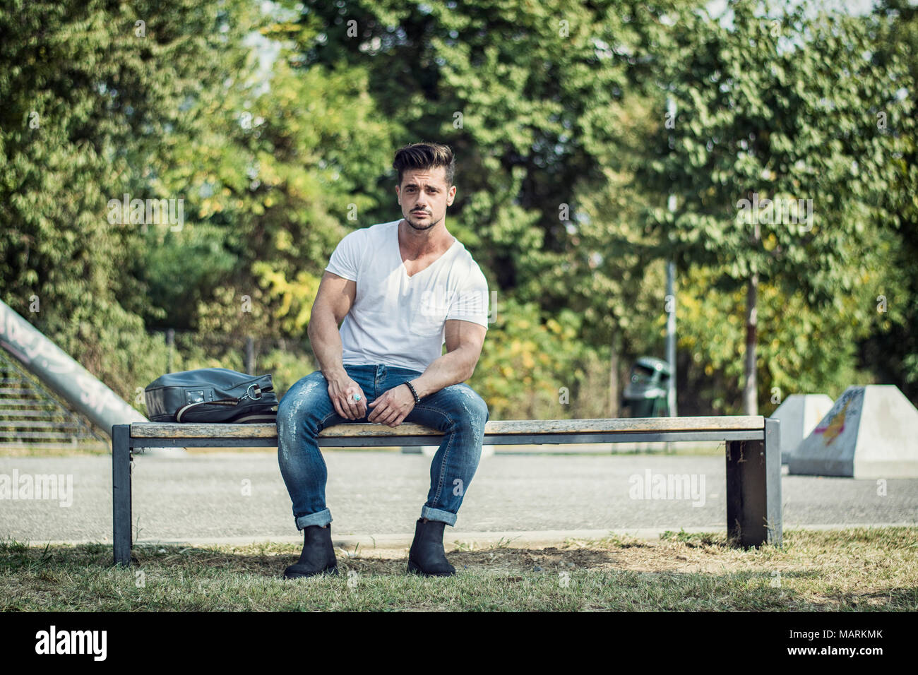 Attractive muscular man in hi-res stock photography and images - Alamy